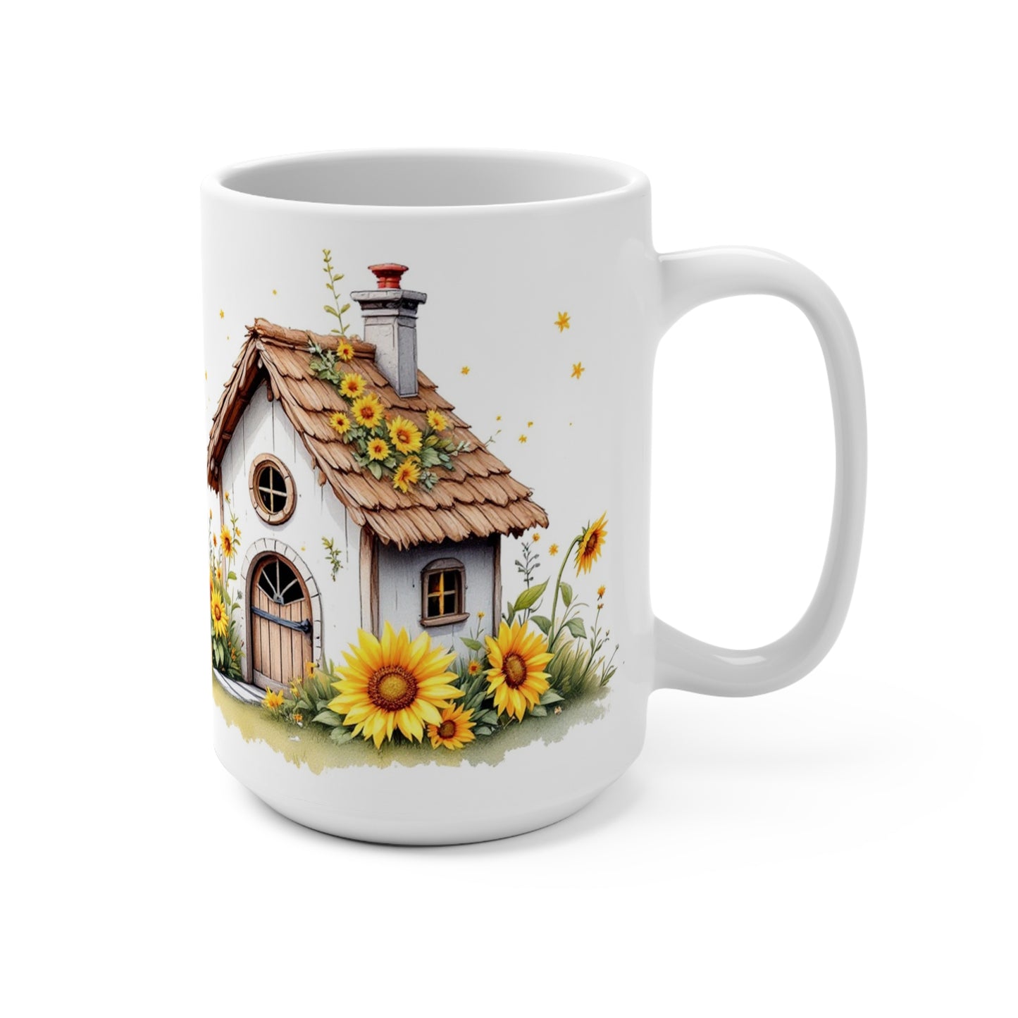 Whimsical Cottage in Bloom - Coffee Mug 15oz