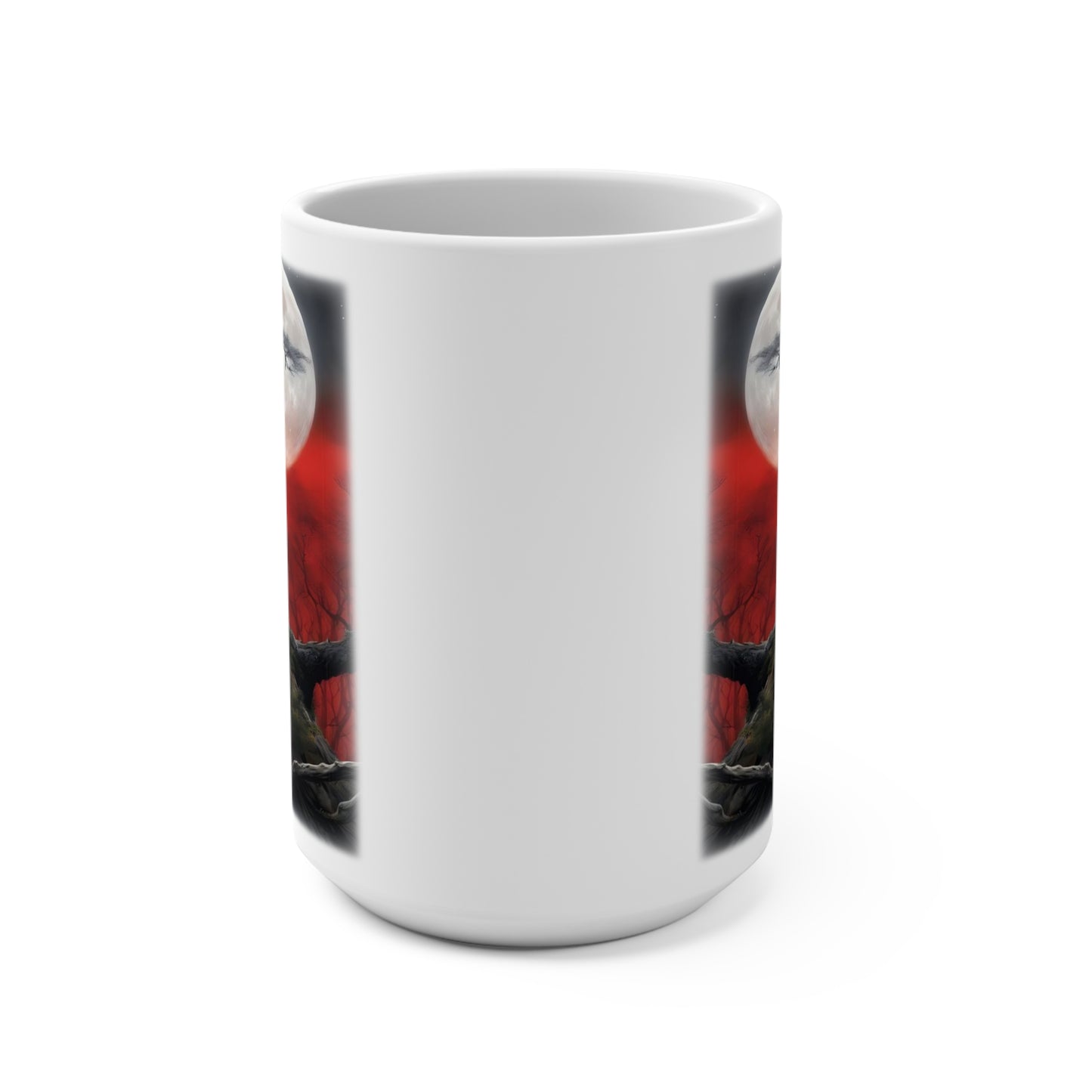 Eagle Moon Moody Mug 15oz - Ceramic Coffee Cup, Tea Mug, Kitchen Drinkware, Unique Gift, Animal Lover, Nature Theme