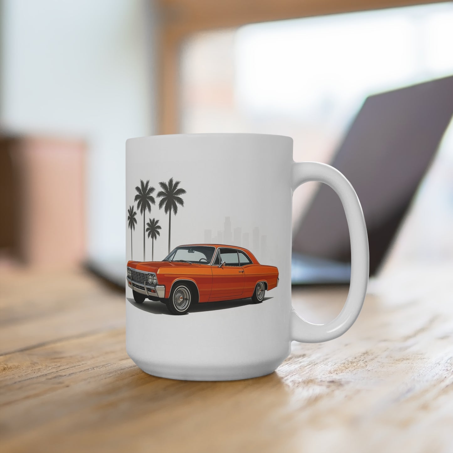 1960s Chevrolet Lowrider 15 oz Coffee Mug – Orange Classic Car West Coast Cruiser Cup