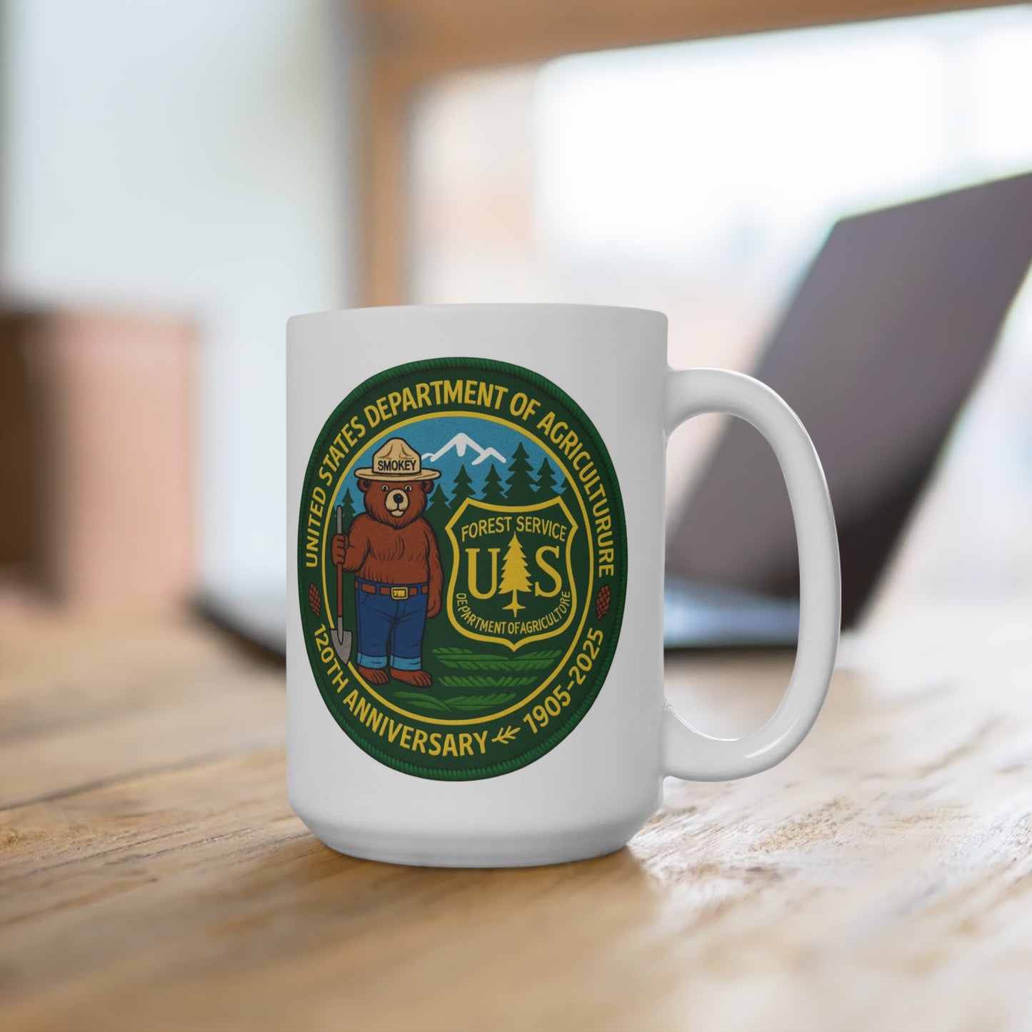 Smokey Bear 120th Anniversary 15oz Coffee Mug – U.S. Forest Service Commemorative Edition (1905–2025)