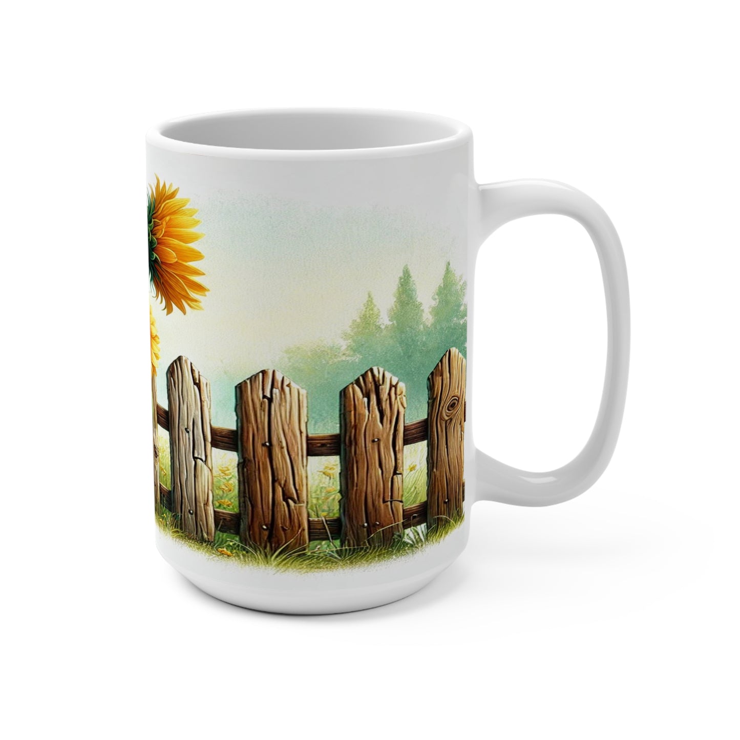 Sunflower Fence Coffee Mug – 15oz.