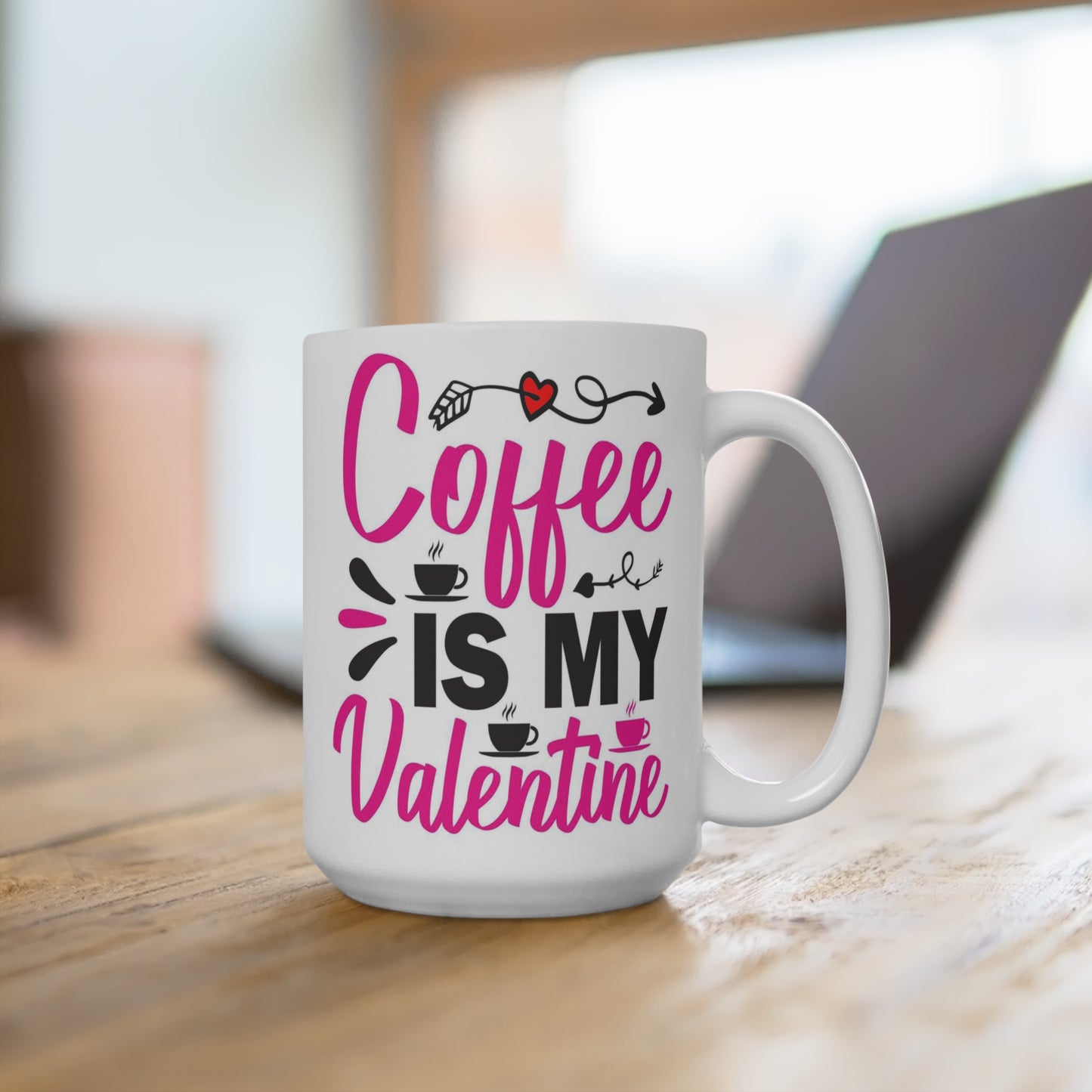 Caffeinated Hearts: Valentine’s Coffee Mug 15oz Love You Hearts