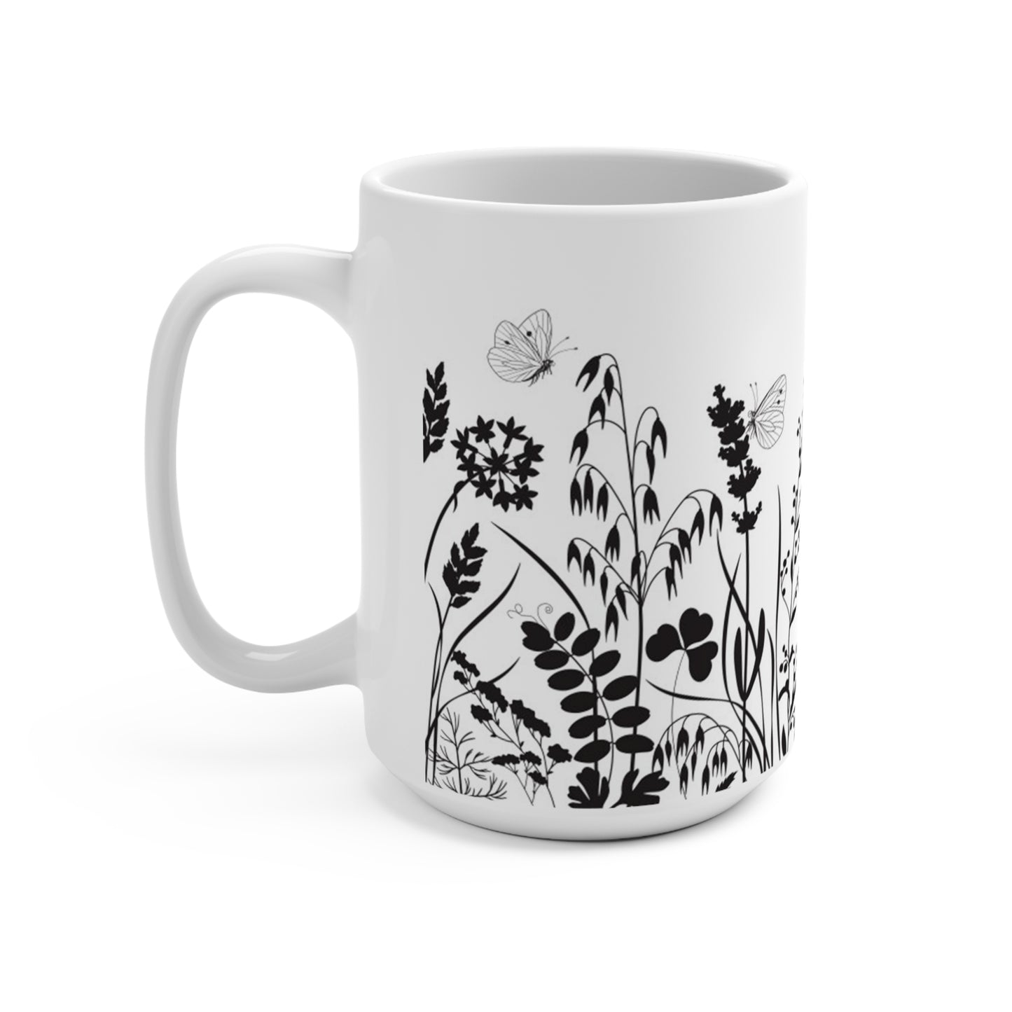 Wildflowers and Butterflies Blooming Meadow: 15oz Coffee Mug