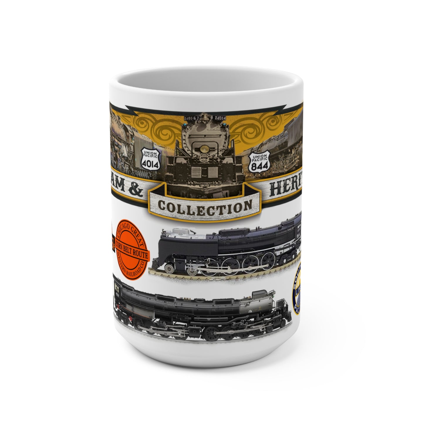 Union Pacific Big Boy 414 And 844 Railroad Coffee 15 Oz Mug Collection, Train Lover Gift, Railroad Enthusiast Cup, Vintage Steam Locomotive