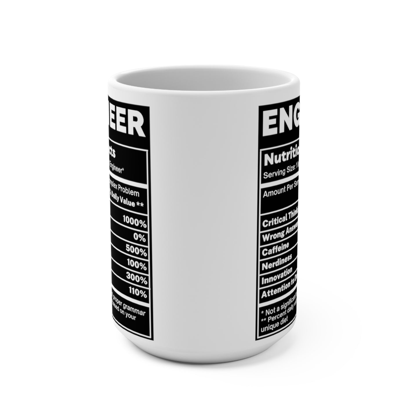 Engineer Railroad Train Model Nutritional Facts Funny Coffee Tea Mugs 15 Ounces Inspirational And Motivational