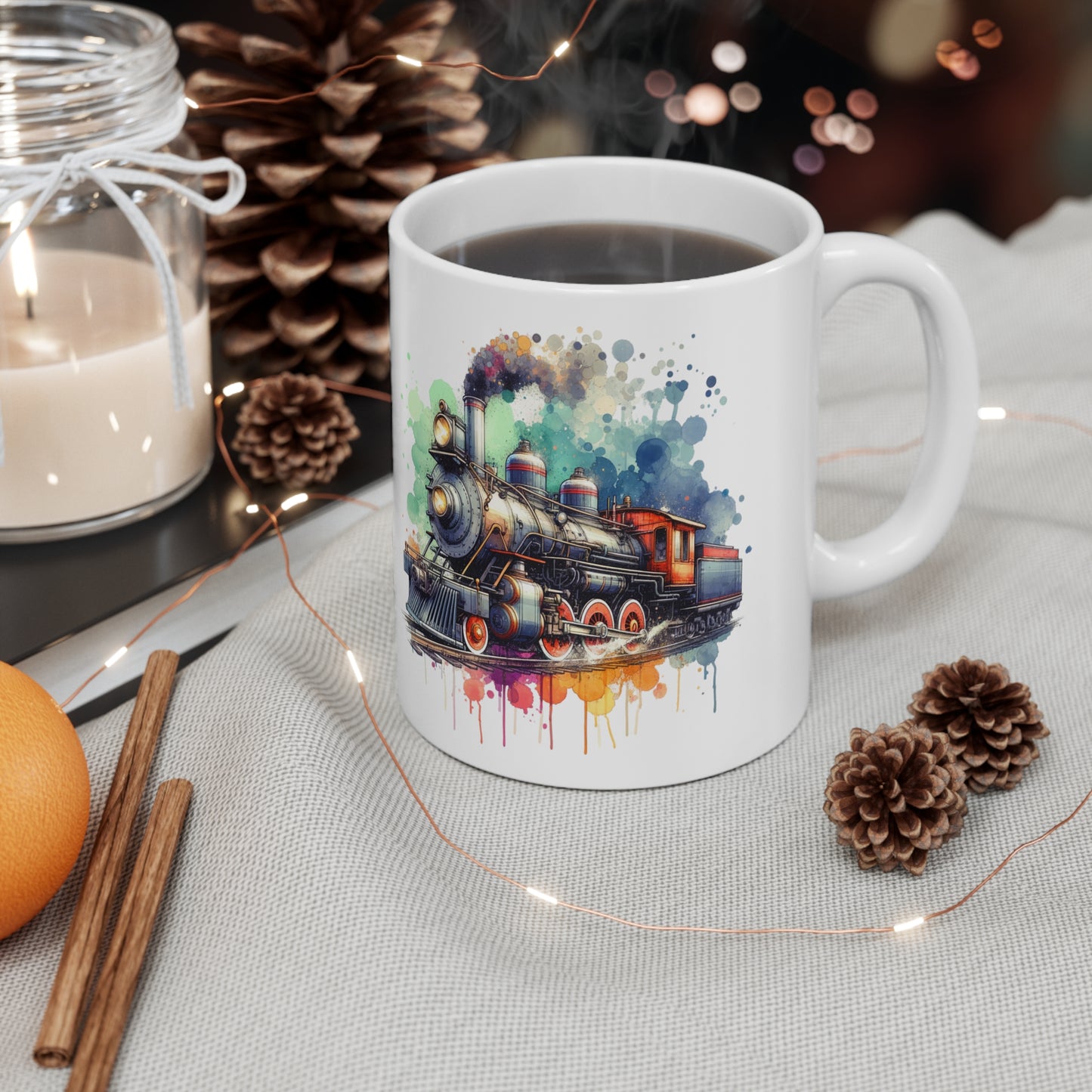 Old railroad Engine Mug 15 oz