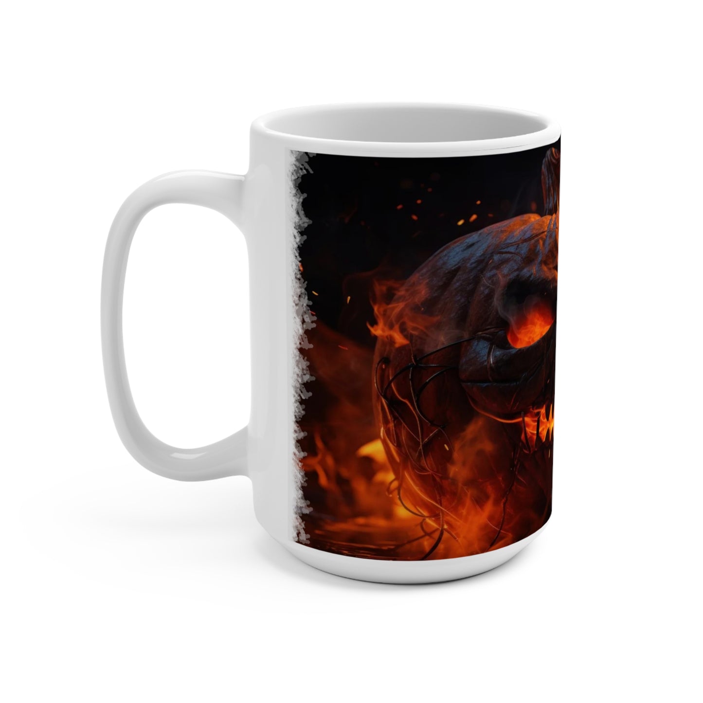 Scary Spooky Pumpkin Halloween Mug 15oz, Trick or Treat Coffee Cup, Creepy Jack O Lantern Tea Mug, Haunted House Beverage Mug, Ghostly