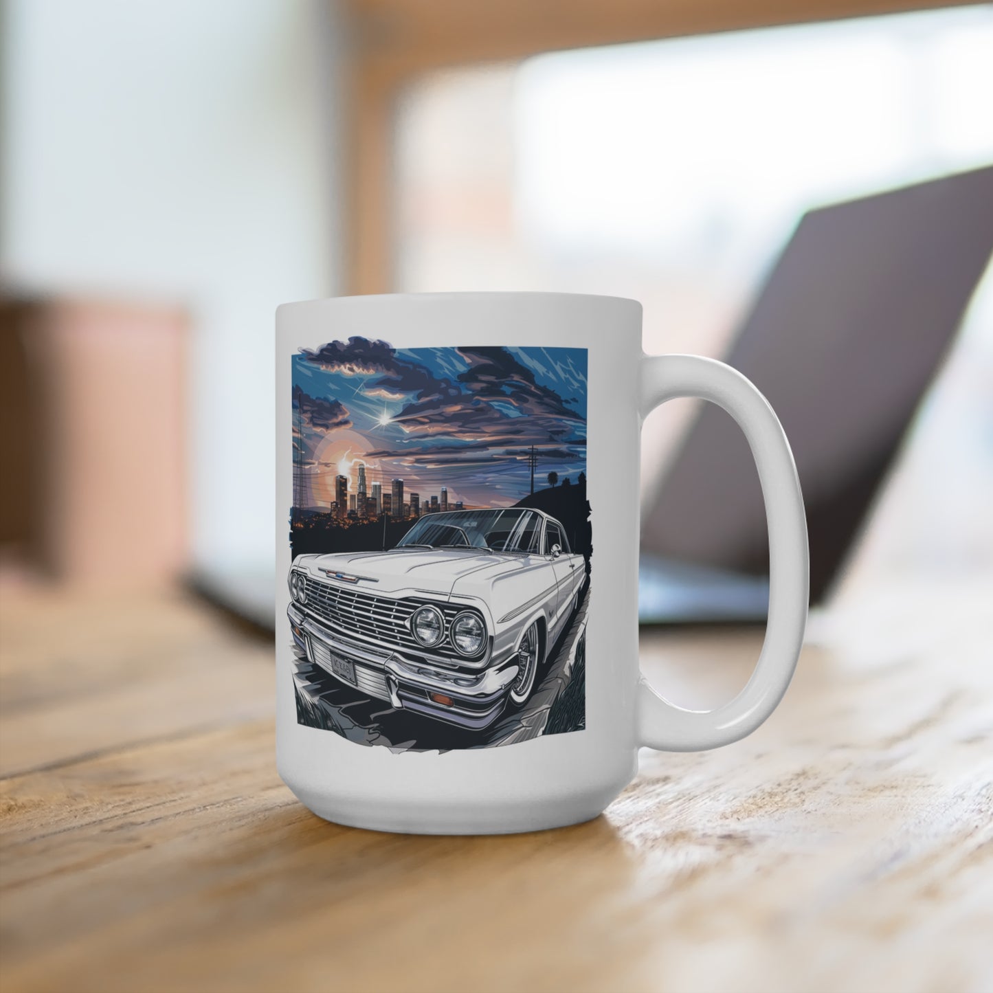 Classic Lowrider Coffee Mug, Vintage Car Lover Gift, 15oz Ceramic Cup, Retro Car Enthusiast Present, Father's Day Gift, Birthday Gift for