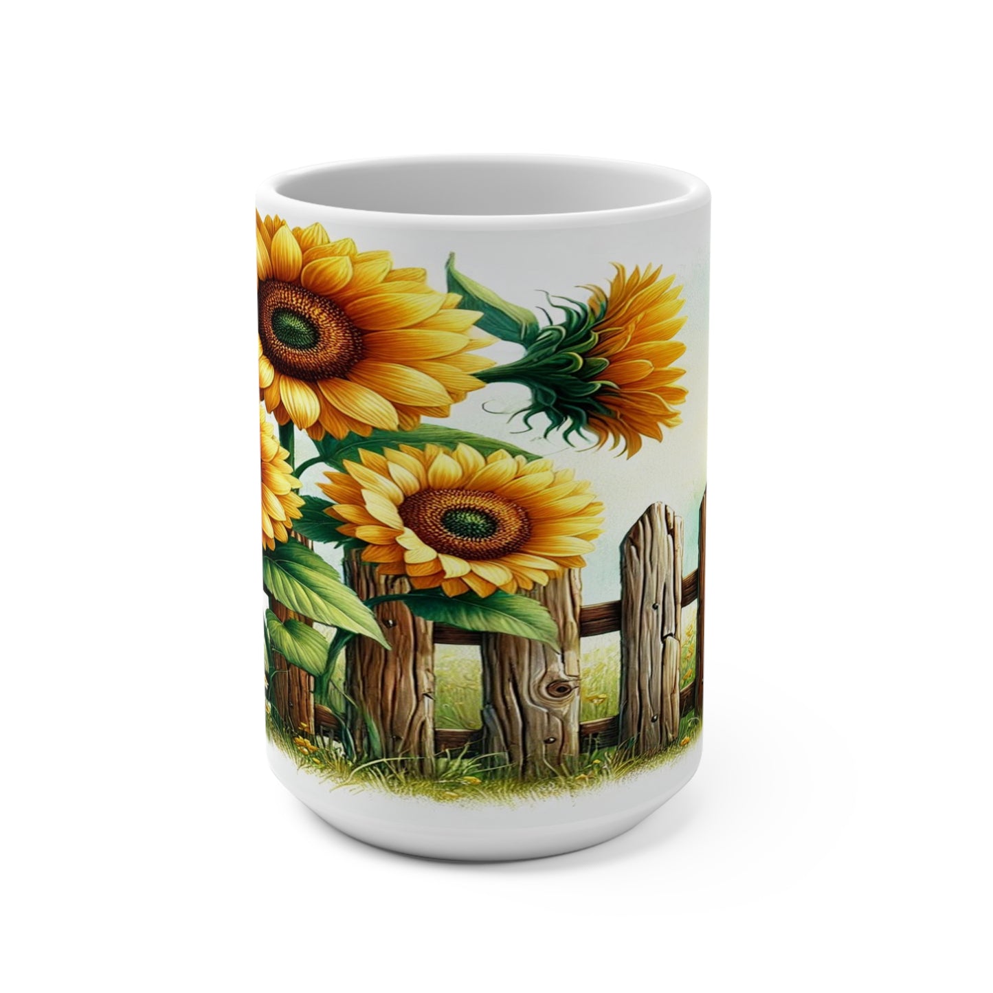 Sunflower Fence Coffee Mug – 15oz.