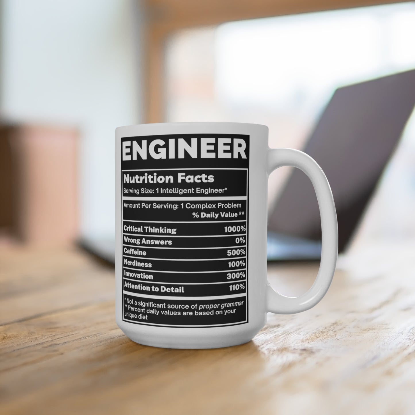 Engineer Railroad Train Model Nutritional Facts Funny Coffee Tea Mugs 15 Ounces Inspirational And Motivational