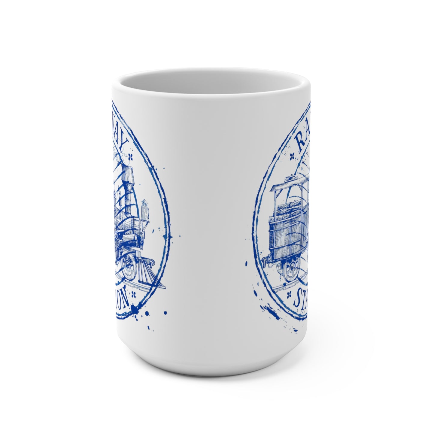 Old RailWay Station Steam Engine Coffee Mug 15oz