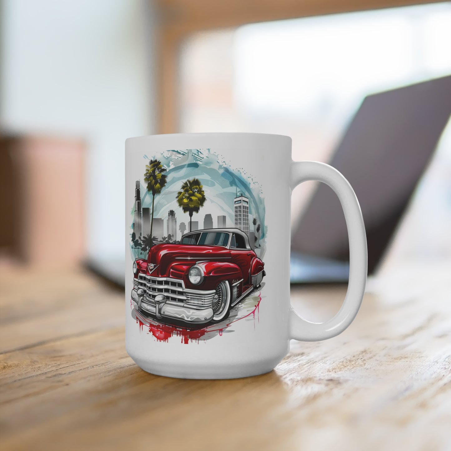 Vintage Cadillac Series 62 Fleetwood Low Rider Coffee Mug - 15 oz, Classic Chevy Bomb Cup, Retro Car Gift for Him, Customizable Automotive