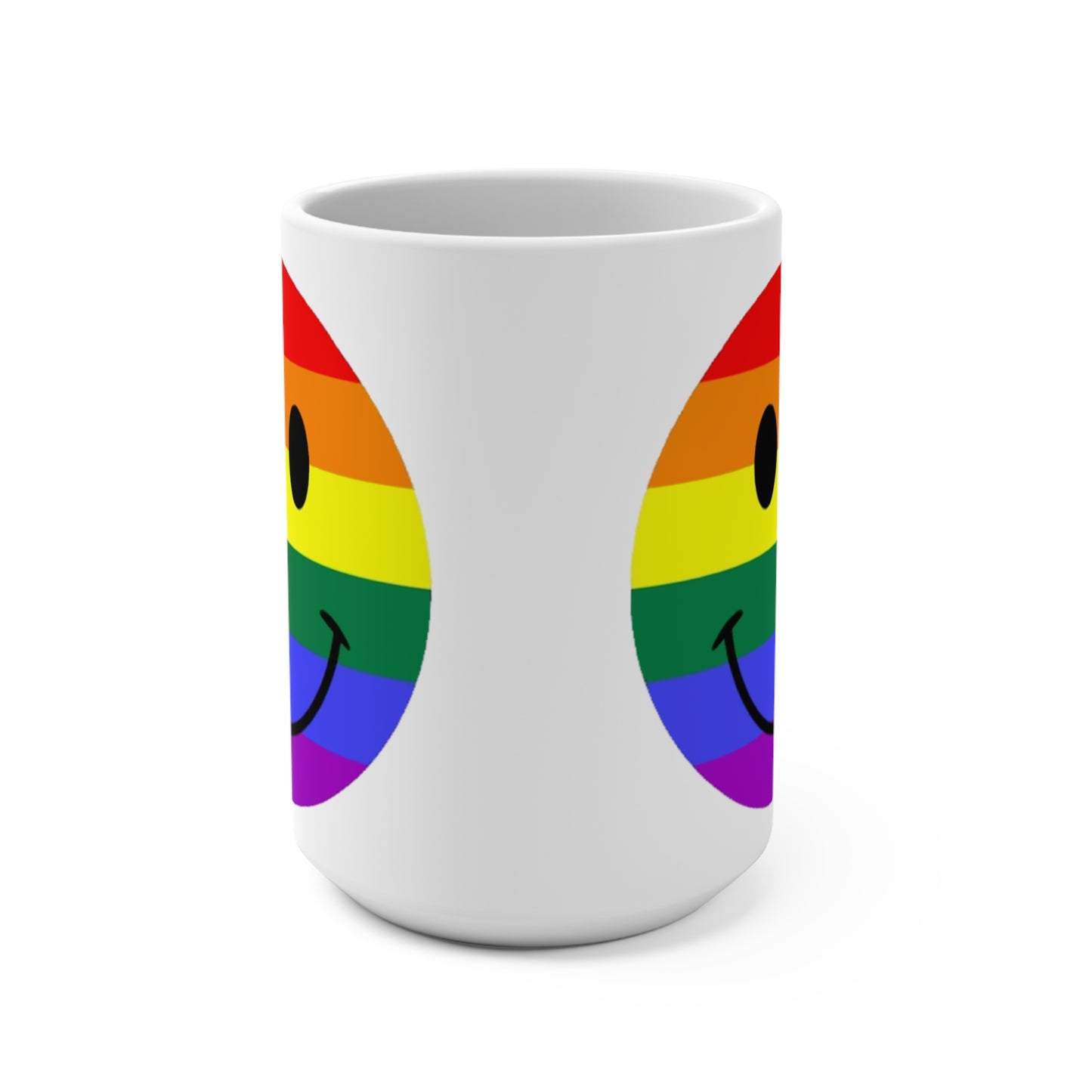 Smiley Face Pride Rainbow Coffee Mug – 15oz