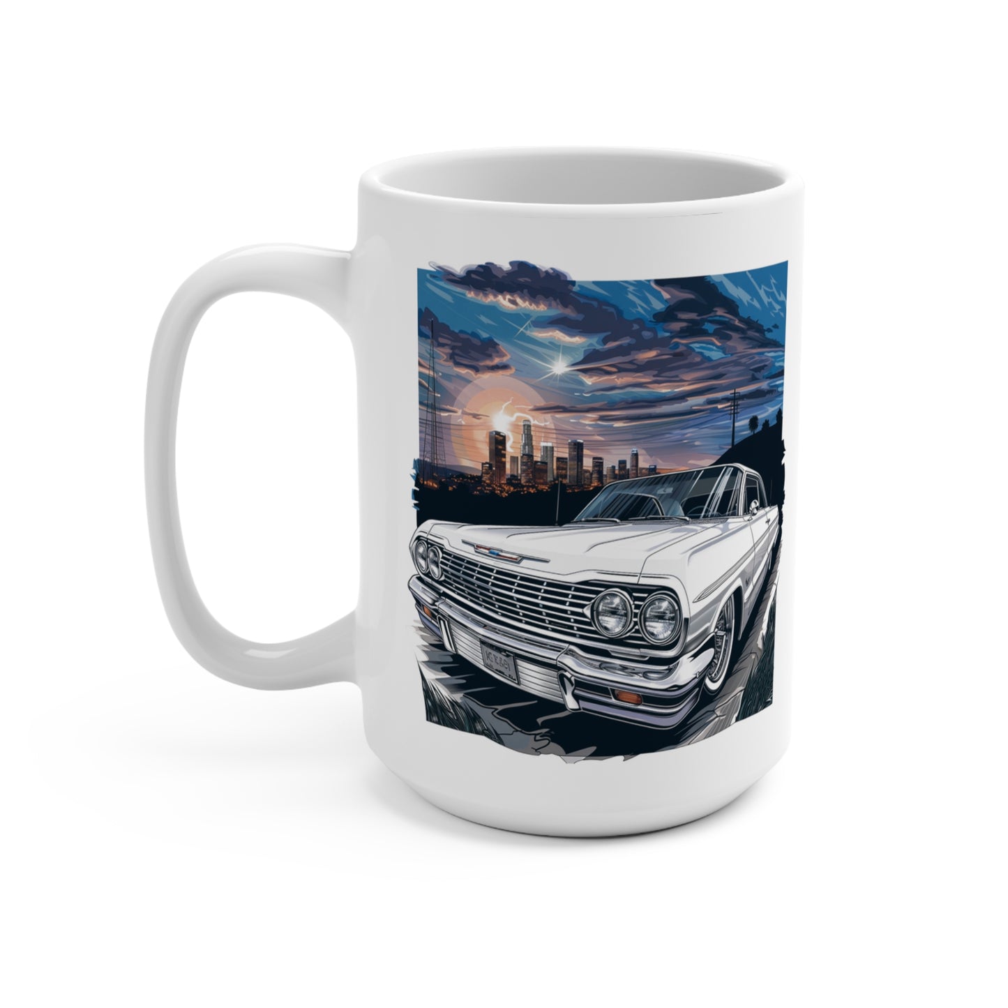 Classic Lowrider Coffee Mug, Vintage Car Lover Gift, 15oz Ceramic Cup, Retro Car Enthusiast Present, Father's Day Gift, Birthday Gift for