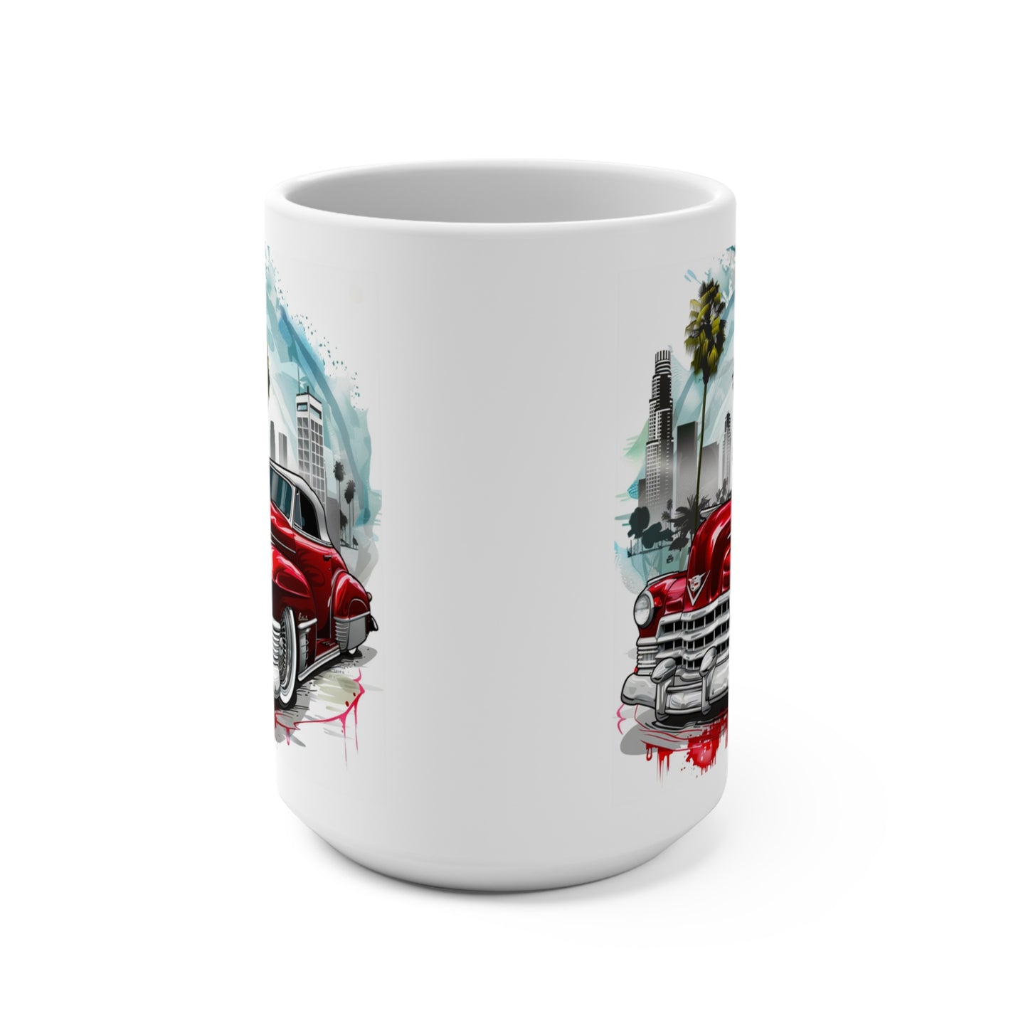 Vintage Cadillac Series 62 Fleetwood Low Rider Coffee Mug - 15 oz, Classic Chevy Bomb Cup, Retro Car Gift for Him, Customizable Automotive