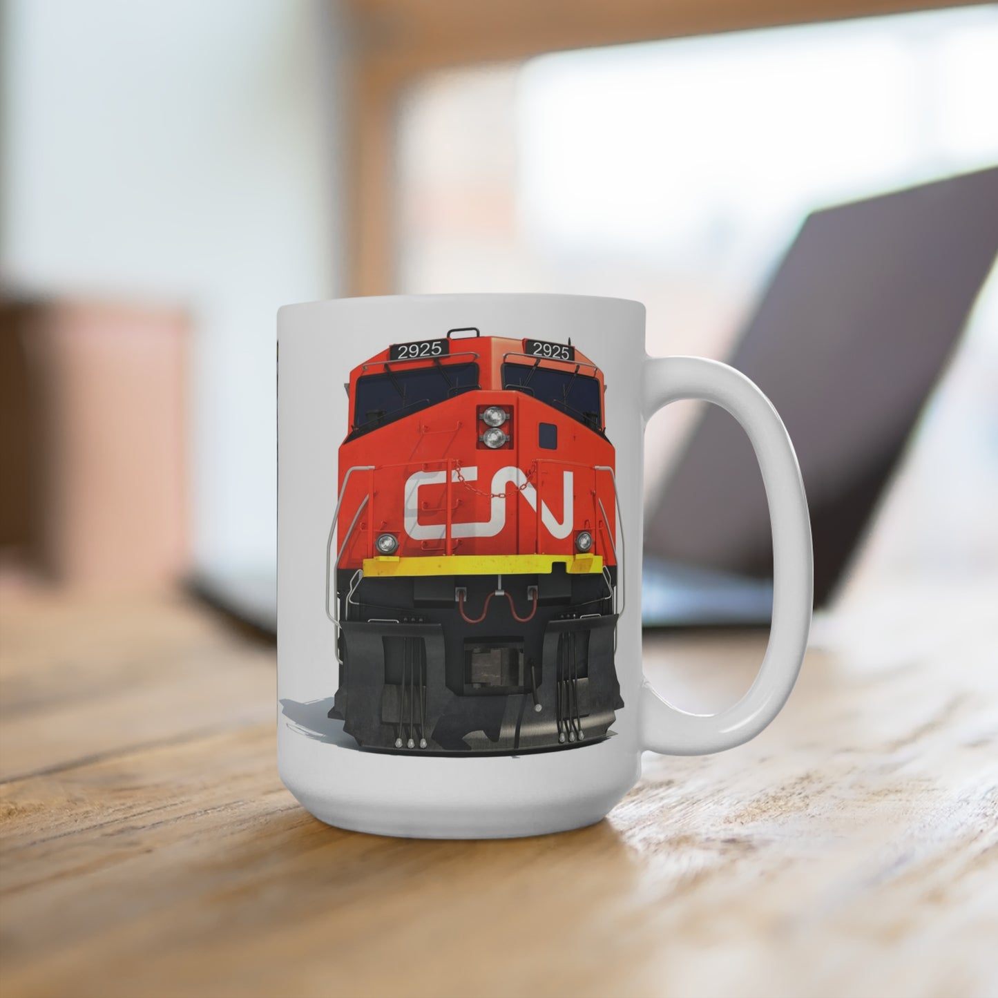 Canadian National Railway CN Locomotive 2925 Coffee Mug 15 oz Heritage Logo Family Tree Modern Diesel Train Railfan and Railroader Gift