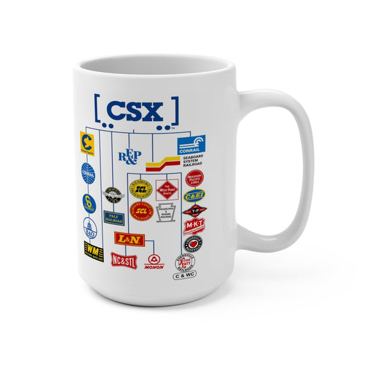 CSX railroad history 15 oz coffee mug with classic railroad logos
