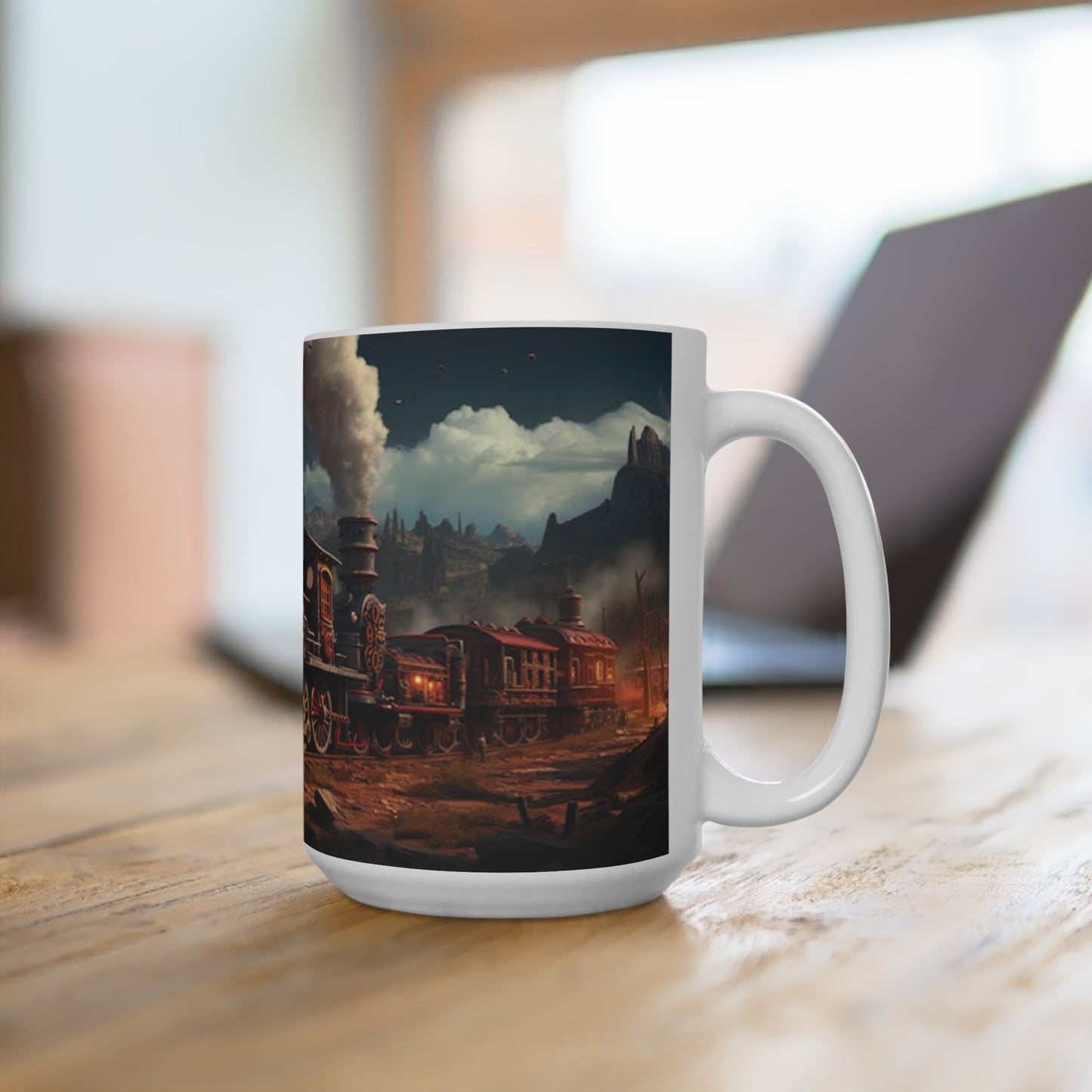 Old Steam Engine Train Desert Mug 15oz