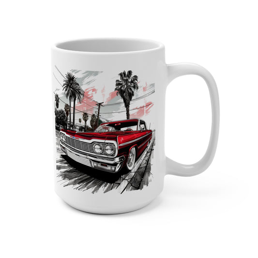 Vintage Lowrider 1964 Chevy Impala Coffee Mug, Retro Car Enthusiast Gift, Classic Car Lover Cup, Custom Car Coffee Cup, Car Collector Mug,