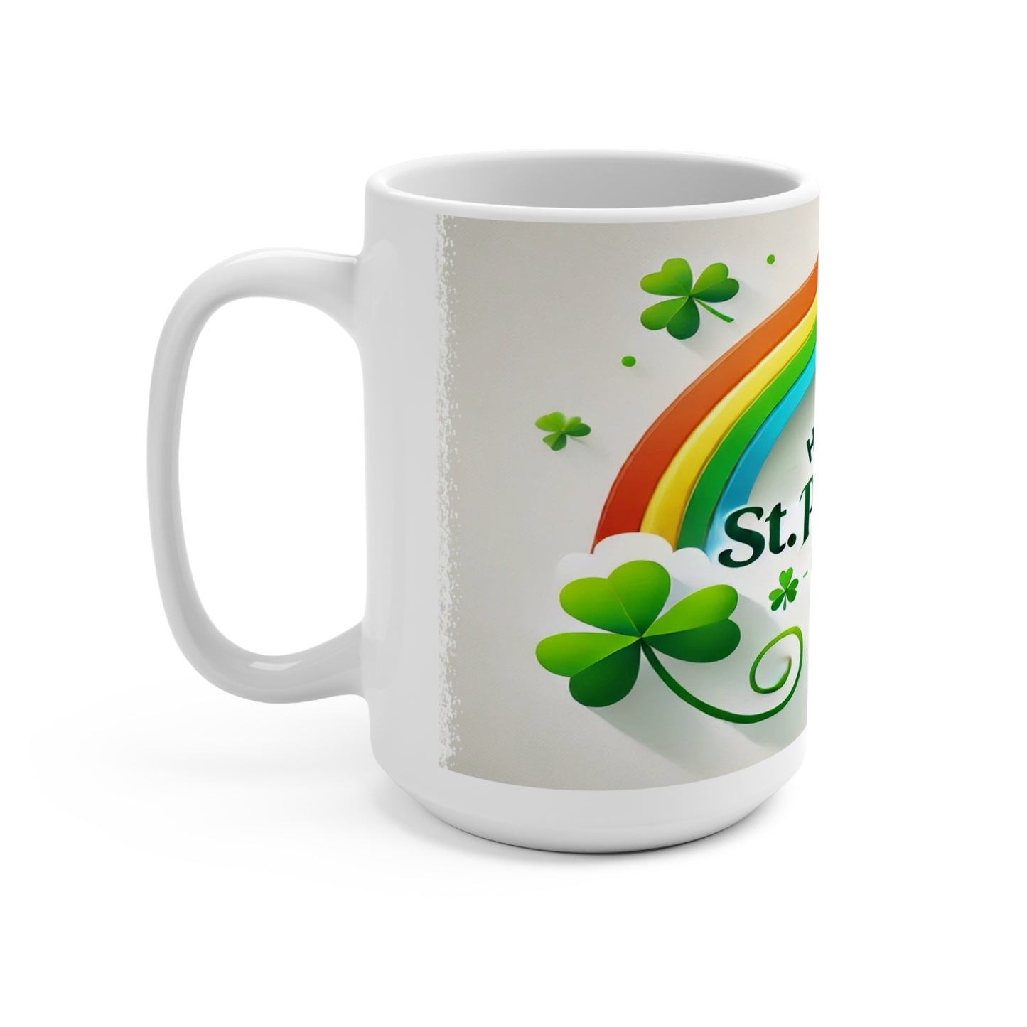 Brighten Your Day with a 15oz Shamrock & Rainbow Mug