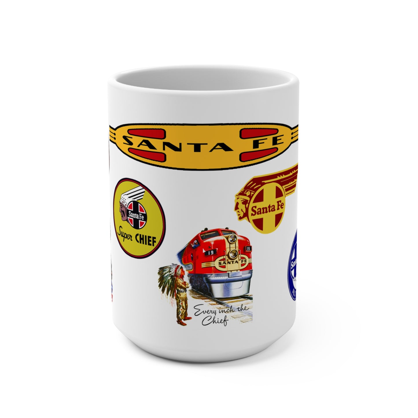 Super Chief ATSF Multi Logos Railroad Coffee Cup Mug 15 oz