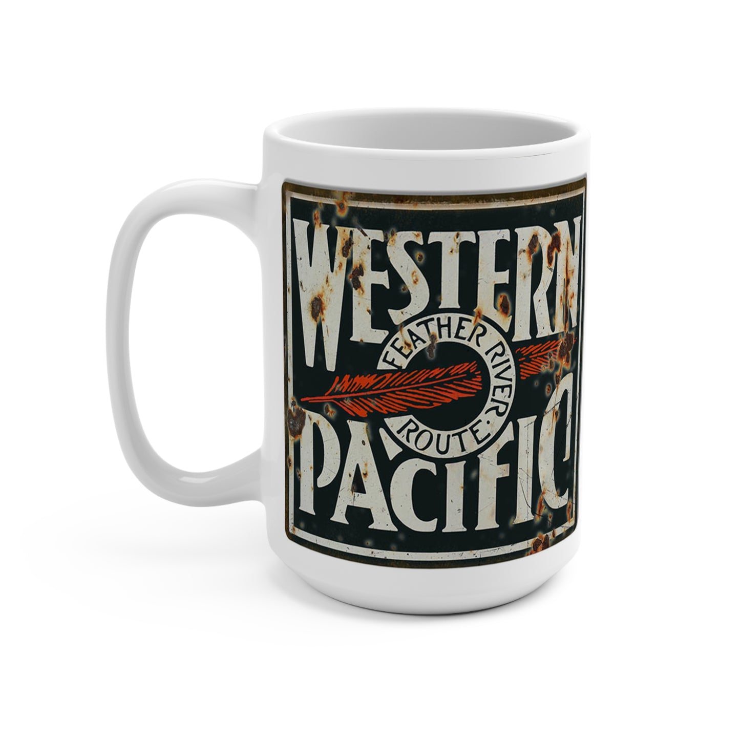 Western Pacific Railroad Trains Coffee Cup Mugs 15 OZ