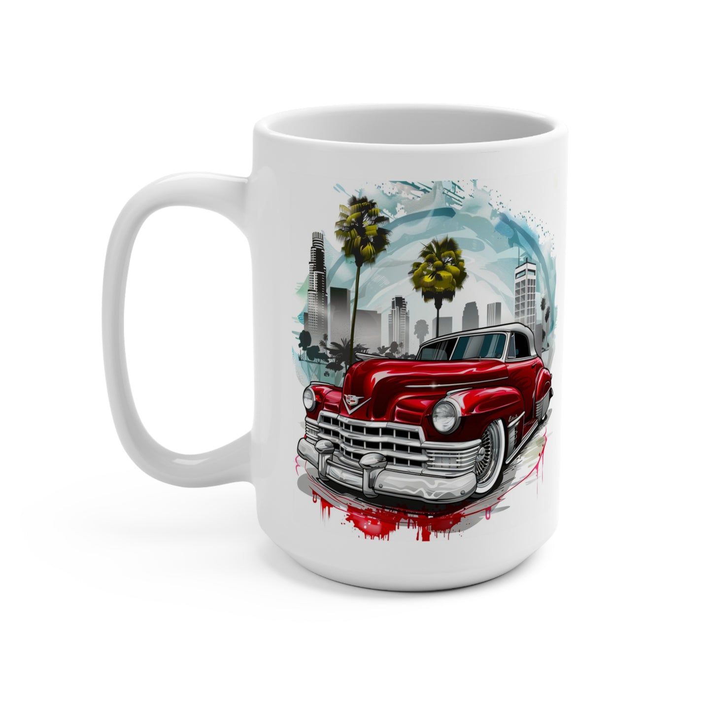 Vintage Cadillac Series 62 Fleetwood Low Rider Coffee Mug - 15 oz, Classic Chevy Bomb Cup, Retro Car Gift for Him, Customizable Automotive