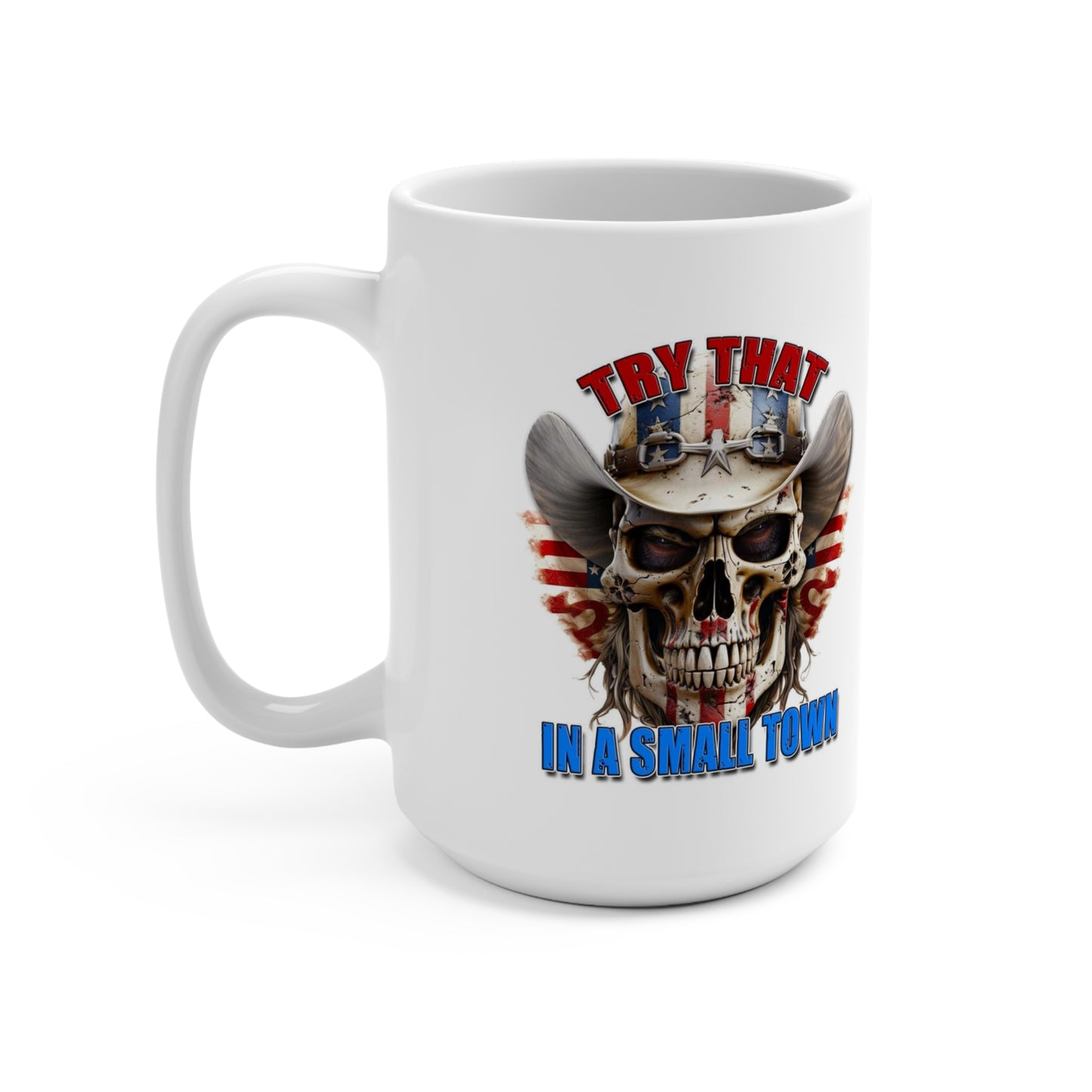 Skull American Flag Patriotic Mug 15oz