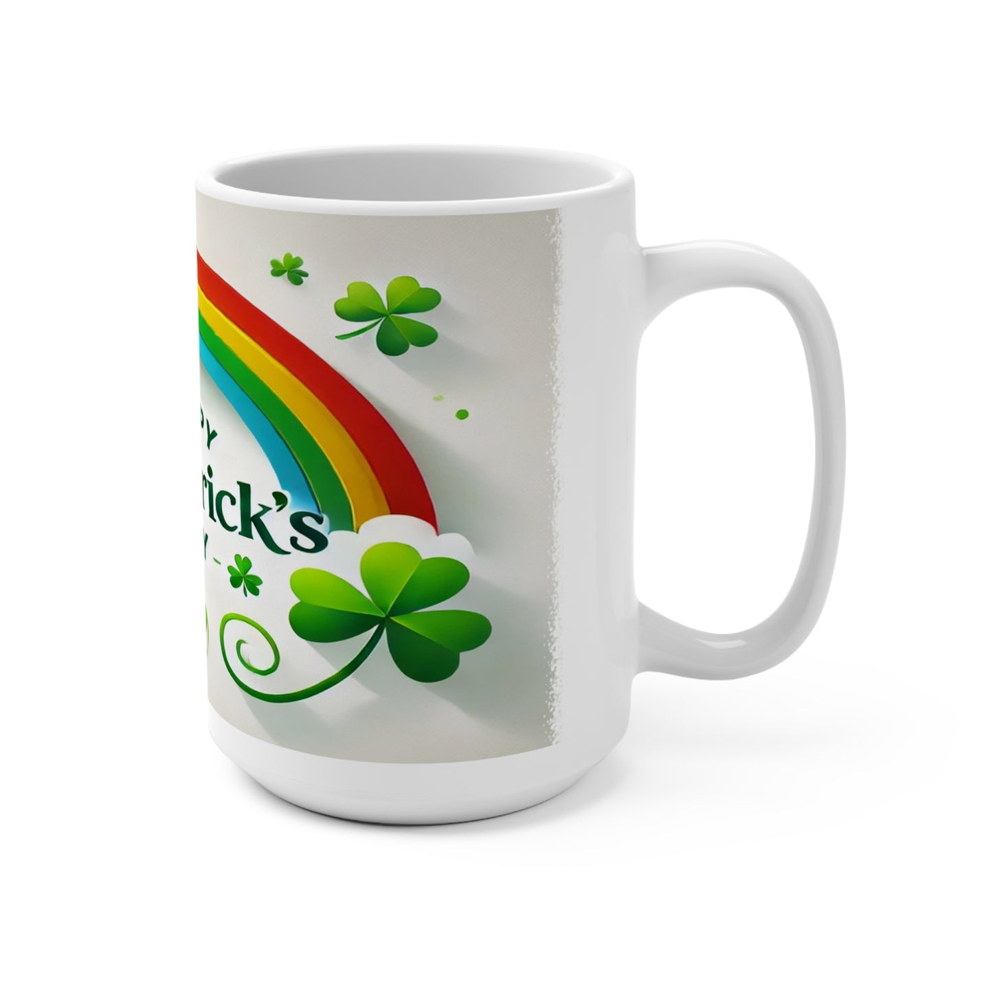 Brighten Your Day with a 15oz Shamrock & Rainbow Mug