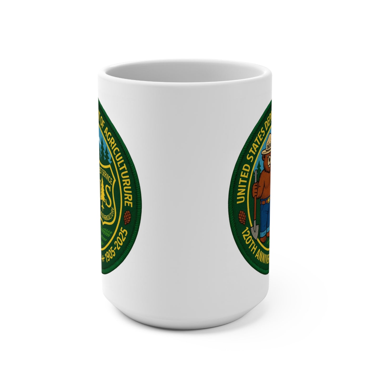 Smokey Bear 120th Anniversary 15oz Coffee Mug – U.S. Forest Service Commemorative Edition (1905–2025)
