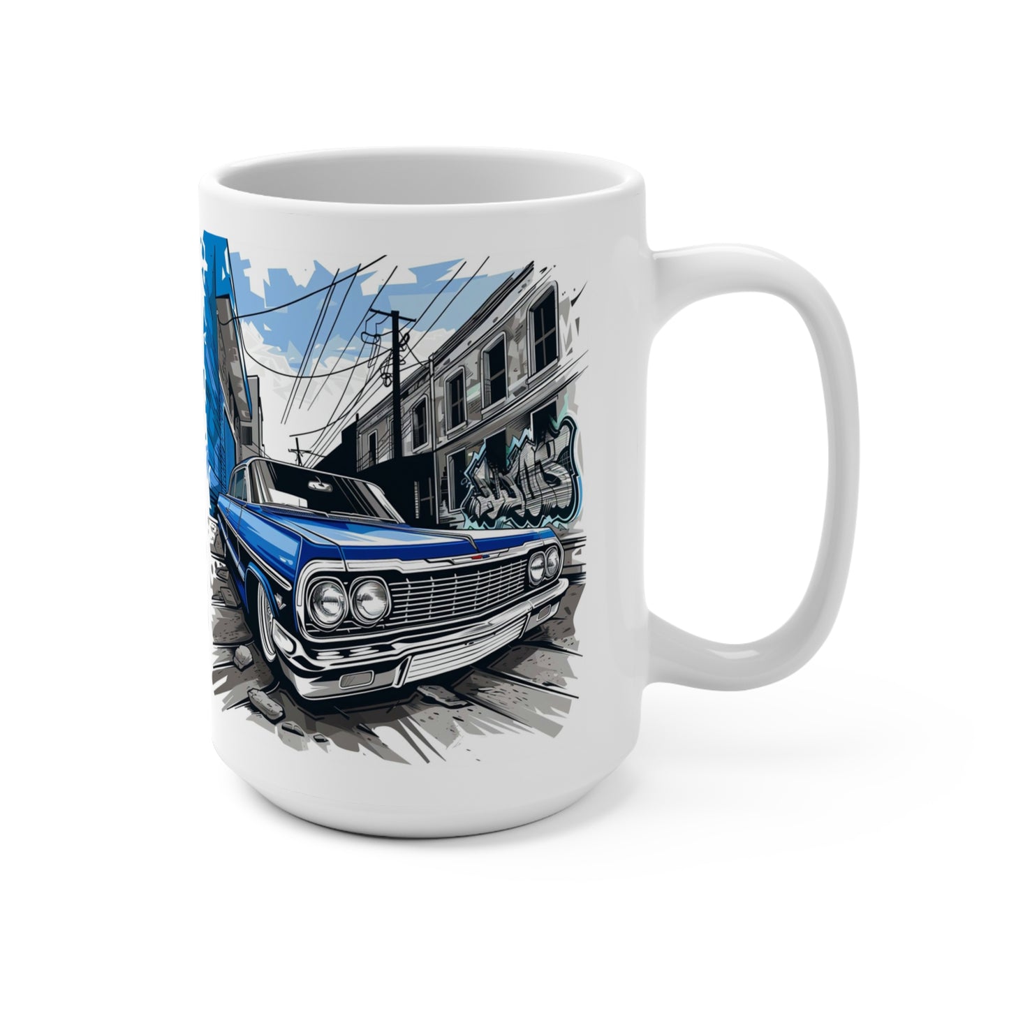 Vintage Classic 1964 Impala Lowrider Coffee Mug 15oz - Retro Car Enthusiast Gift, Chevy Lover Present, Custom Automobile Tea Cup, Hot Rod