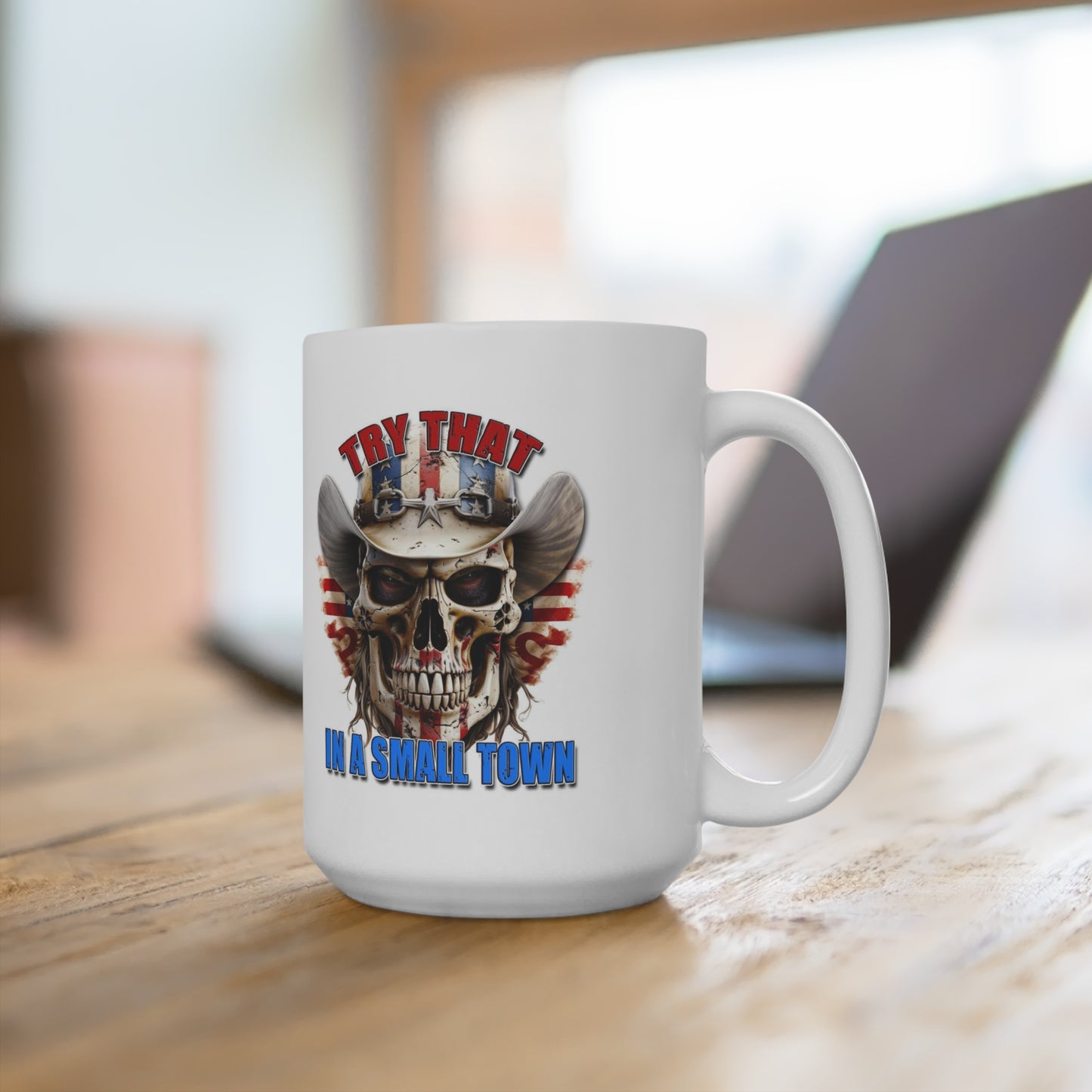 Skull American Flag Patriotic Mug 15oz