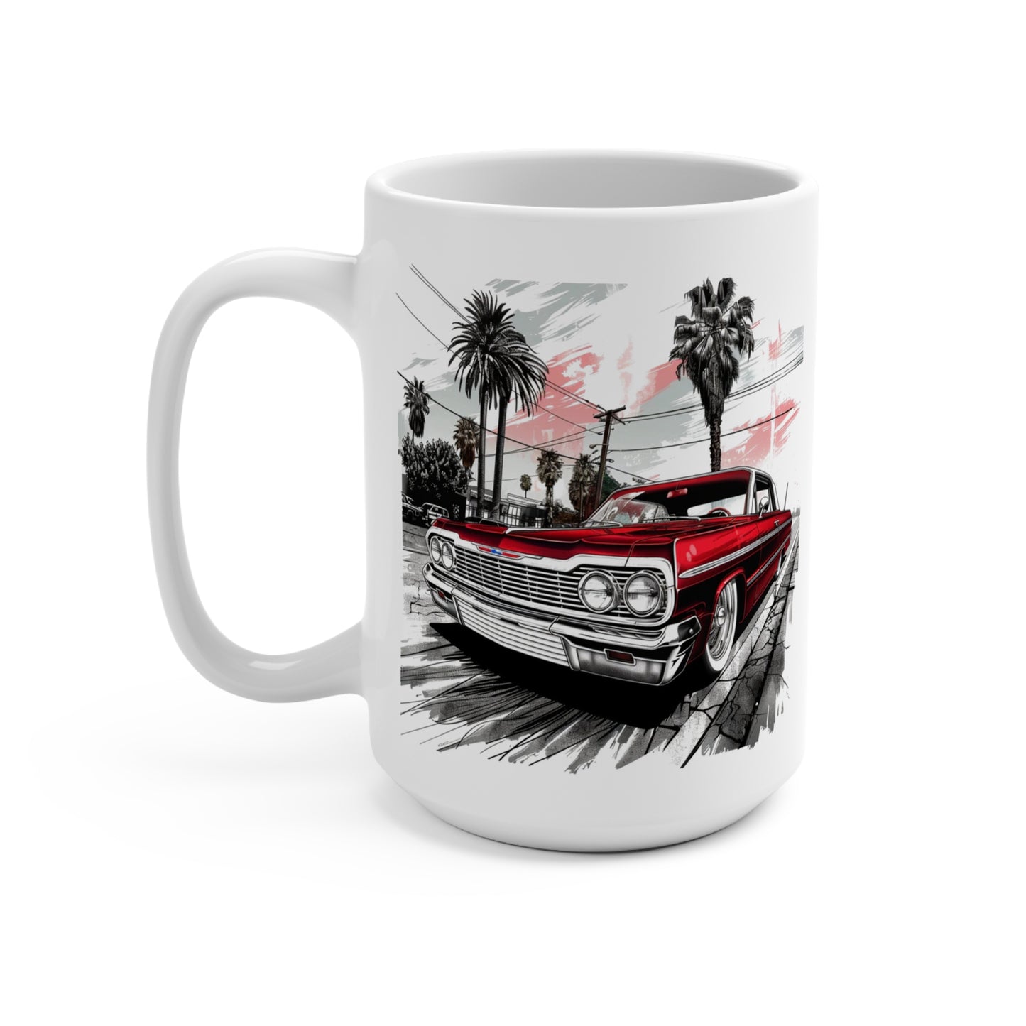 Vintage Lowrider 1964 Chevy Impala Coffee Mug, Retro Car Enthusiast Gift, Classic Car Lover Cup, Custom Car Coffee Cup, Car Collector Mug,