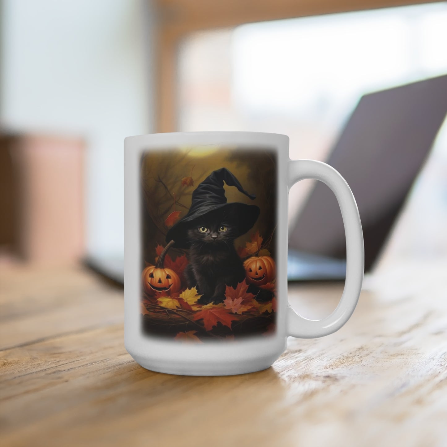 Halloween Mug 15oz Black Cat Pumpkin Coffee Mug