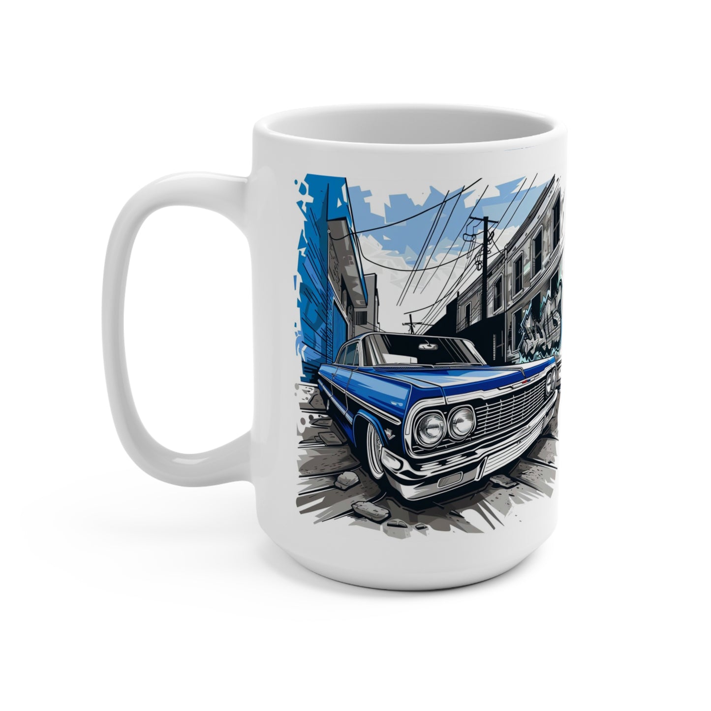 Vintage Classic 1964 Impala Lowrider Coffee Mug 15oz - Retro Car Enthusiast Gift, Chevy Lover Present, Custom Automobile Tea Cup, Hot Rod