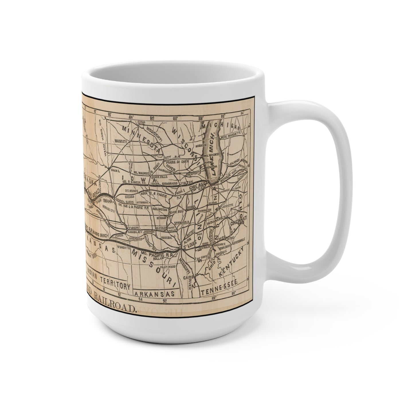 Map Of The Overland Railroad Coffee Mug 15oz