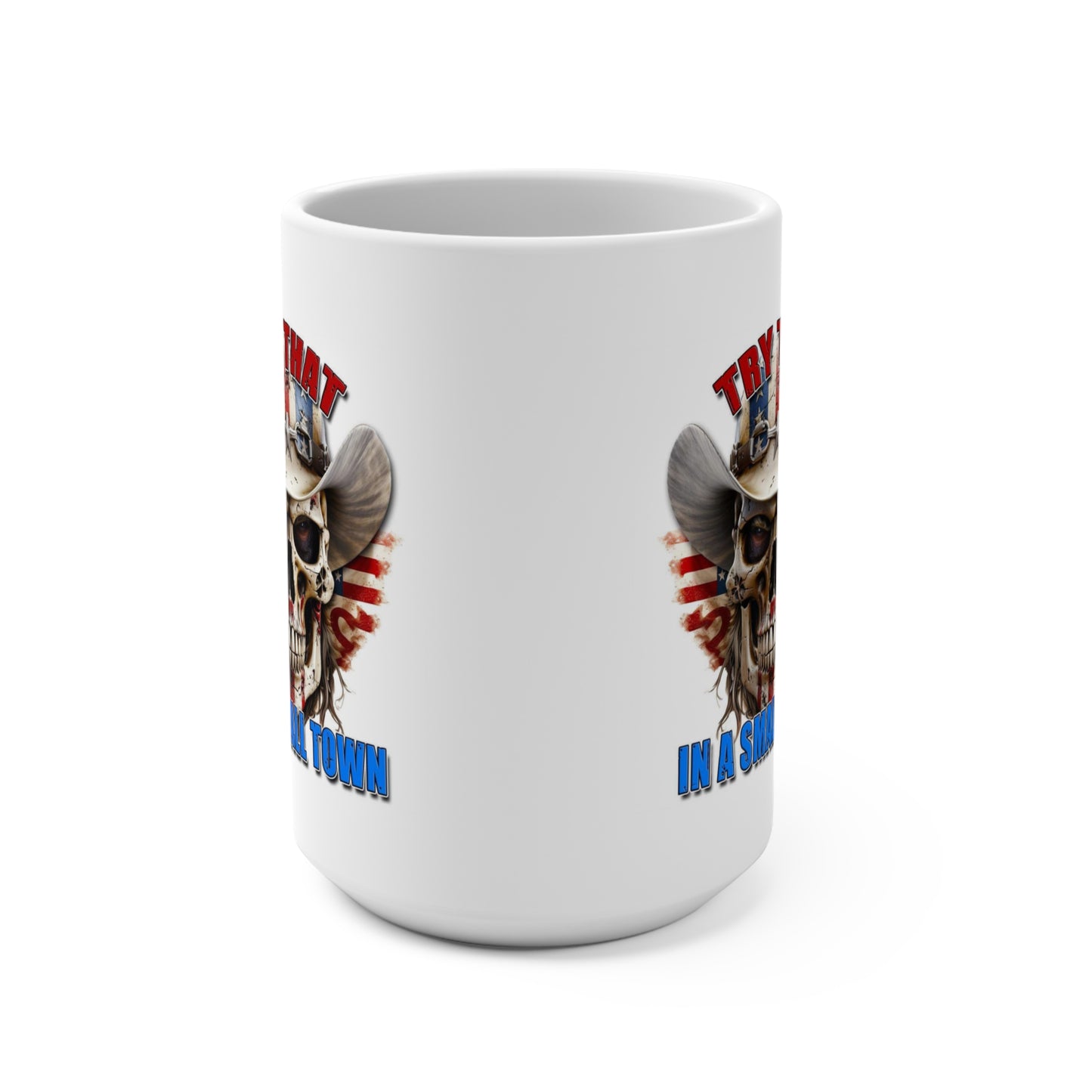 Skull American Flag Patriotic Mug 15oz