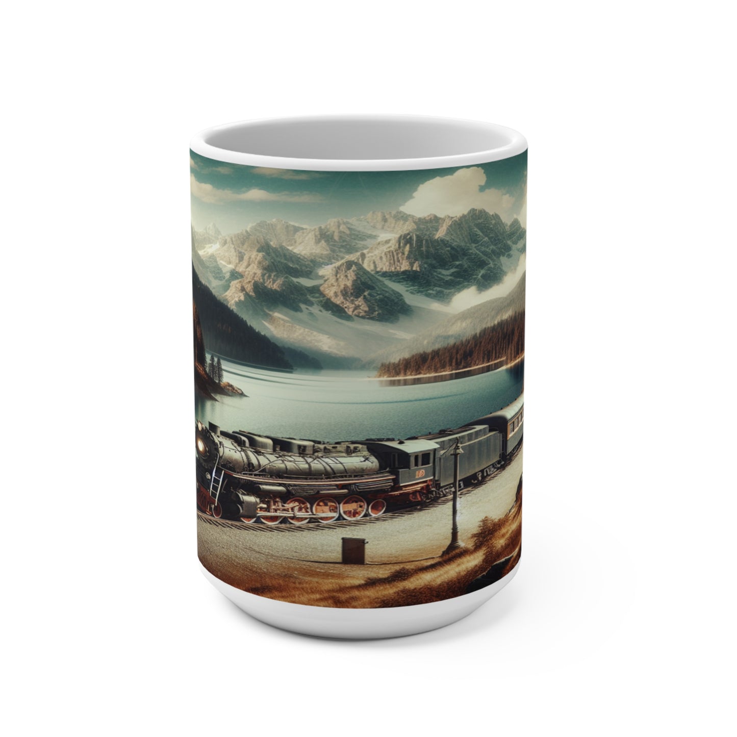 Backcountry Steam Engine Railroad Coffee Mugs 15 OZ