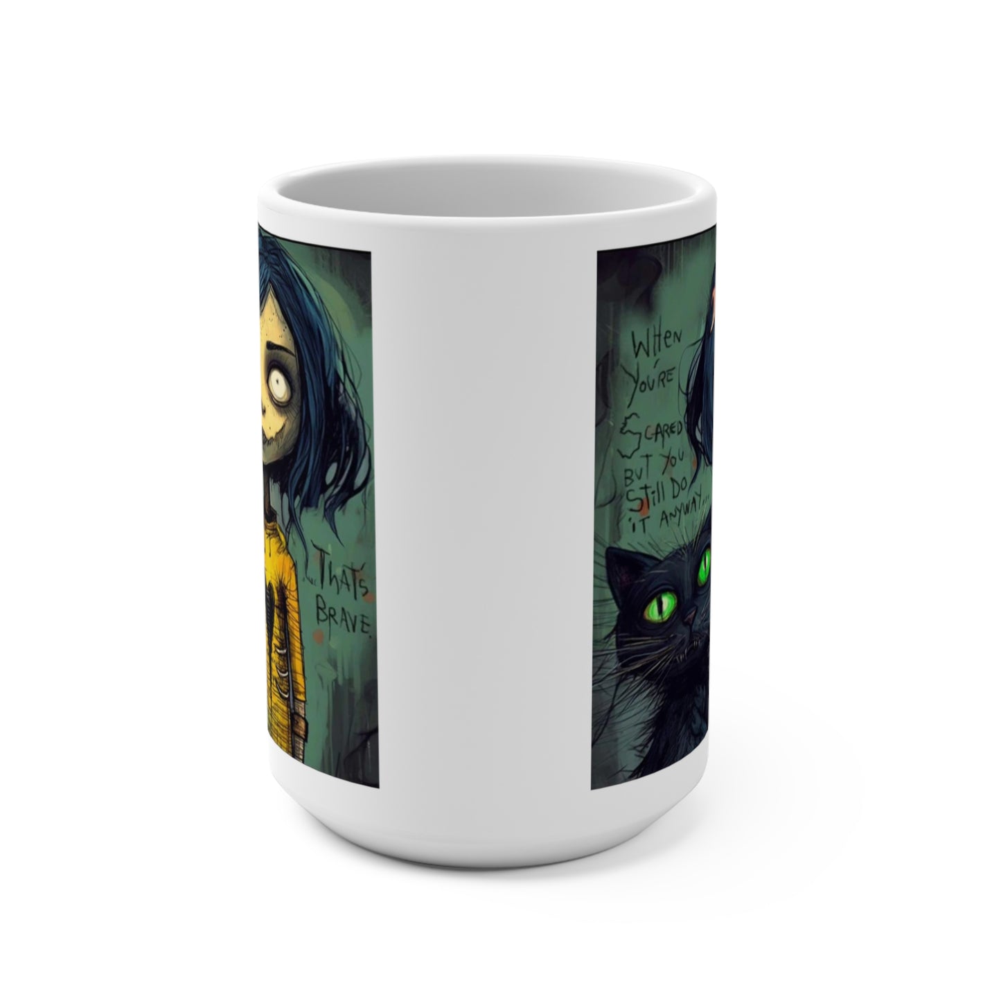 Coraline Halloween Black Cat Coffee Mug 15oz, Halloween Mug, Black Cat Mug, Halloween Decor, Halloween Gift, Fall Mug, Spooky Mug