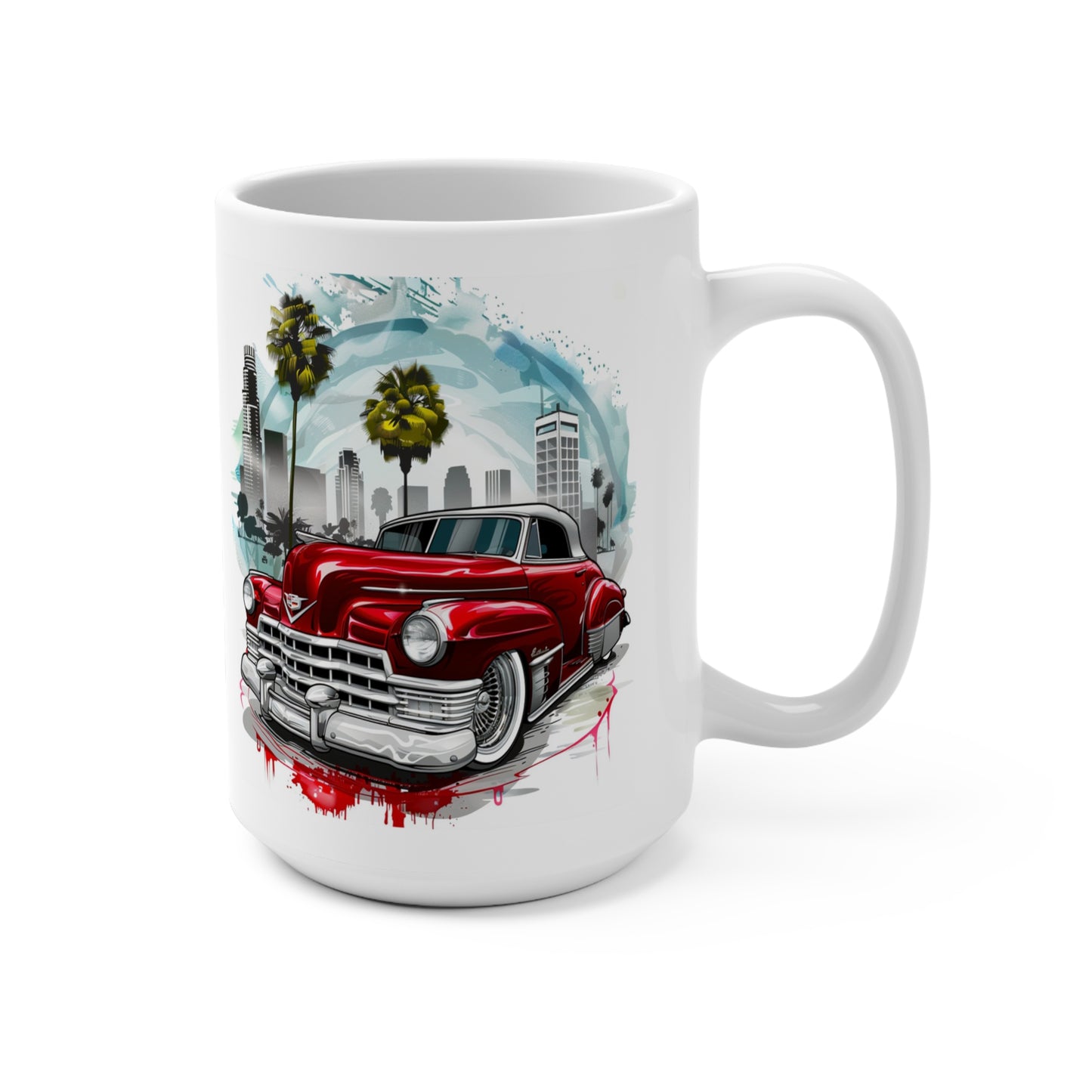 Vintage Cadillac Series 62 Fleetwood Low Rider Coffee Mug - 15 oz, Classic Chevy Bomb Cup, Retro Car Gift for Him, Customizable Automotive