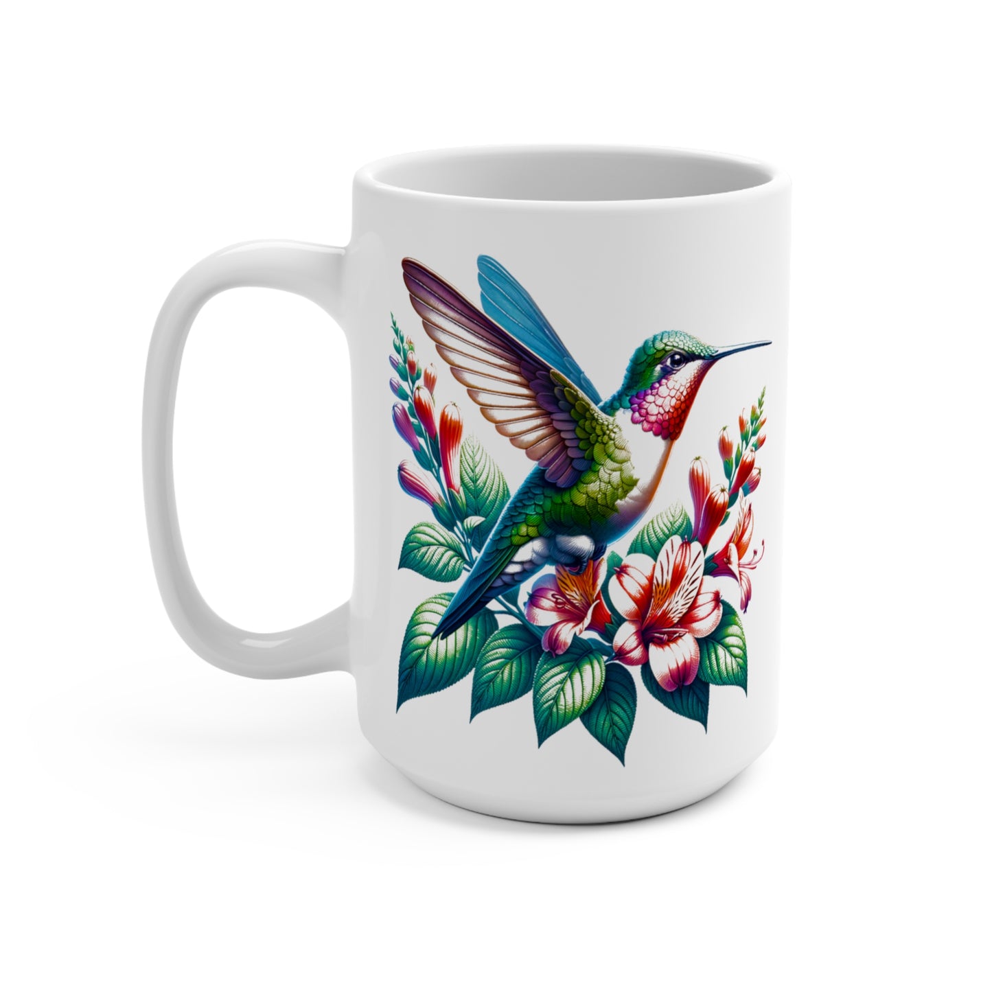 Hummingbird Flower Beautiful 15 oz Ceramic Coffee Tea Mug Wild Life