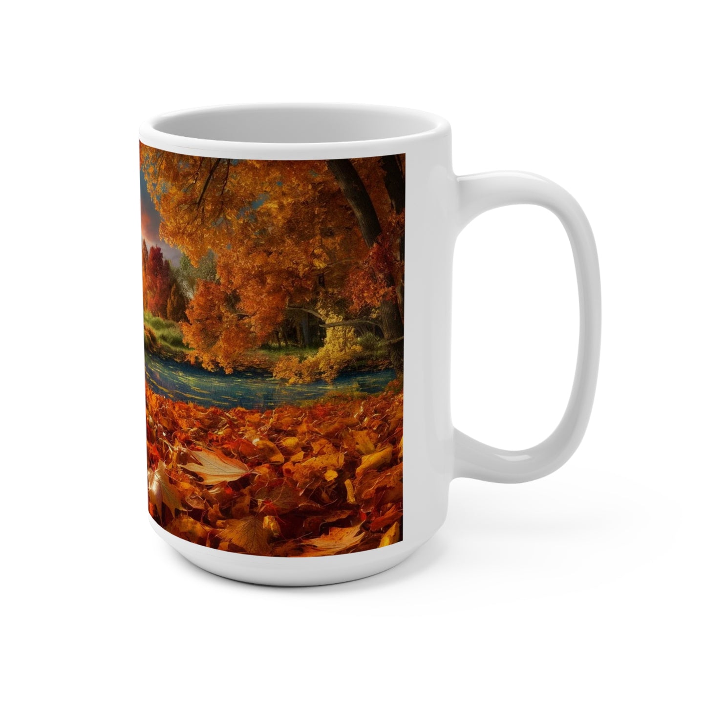 Fall Autumn Season Thanksgiving Coffee Mug 15oz, Harvest Ceramic Tea Cup, Festive Drinkware, Holiday Hot Cocoa Mug, Rustic Fall Decor