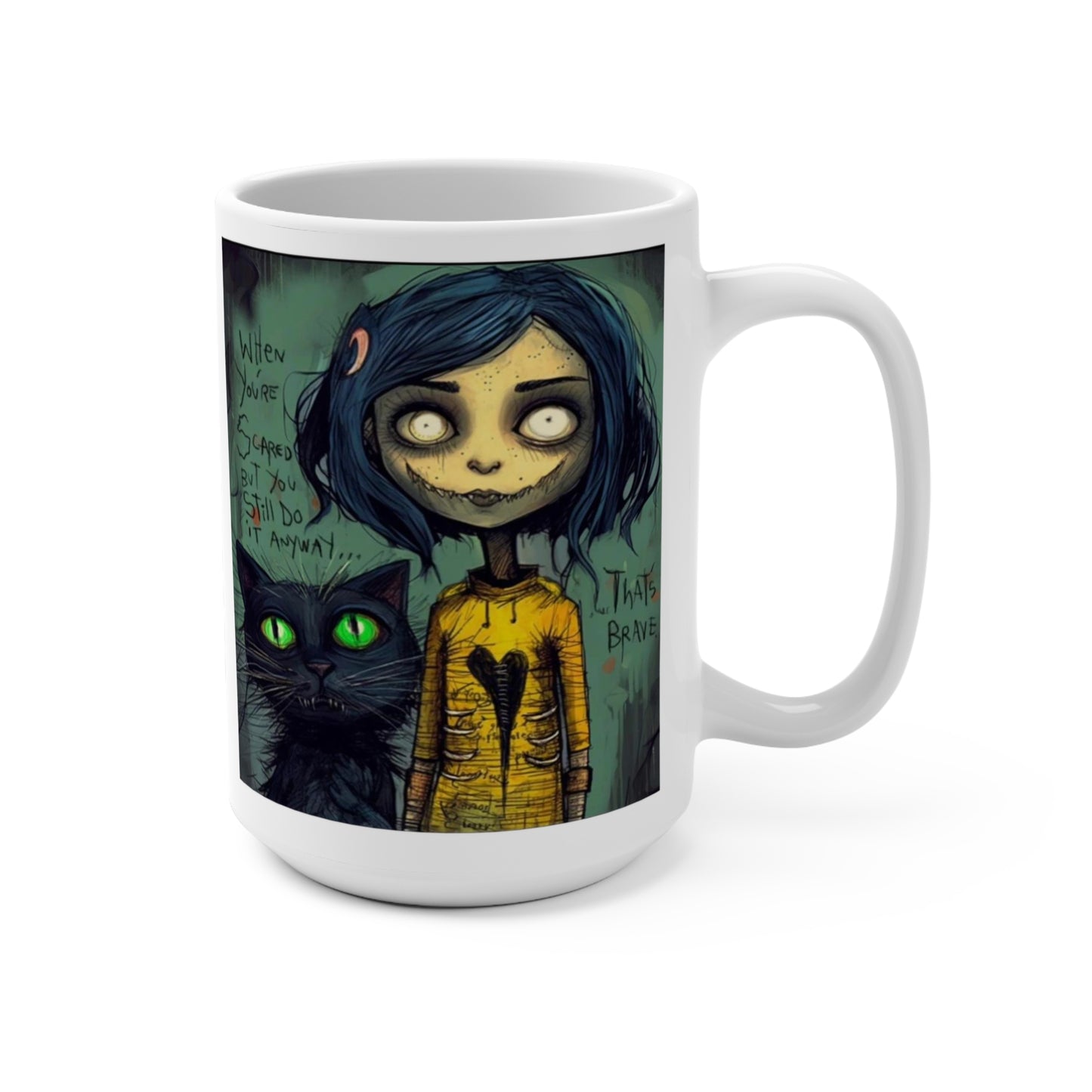 Coraline Halloween Black Cat Coffee Mug 15oz, Halloween Mug, Black Cat Mug, Halloween Decor, Halloween Gift, Fall Mug, Spooky Mug