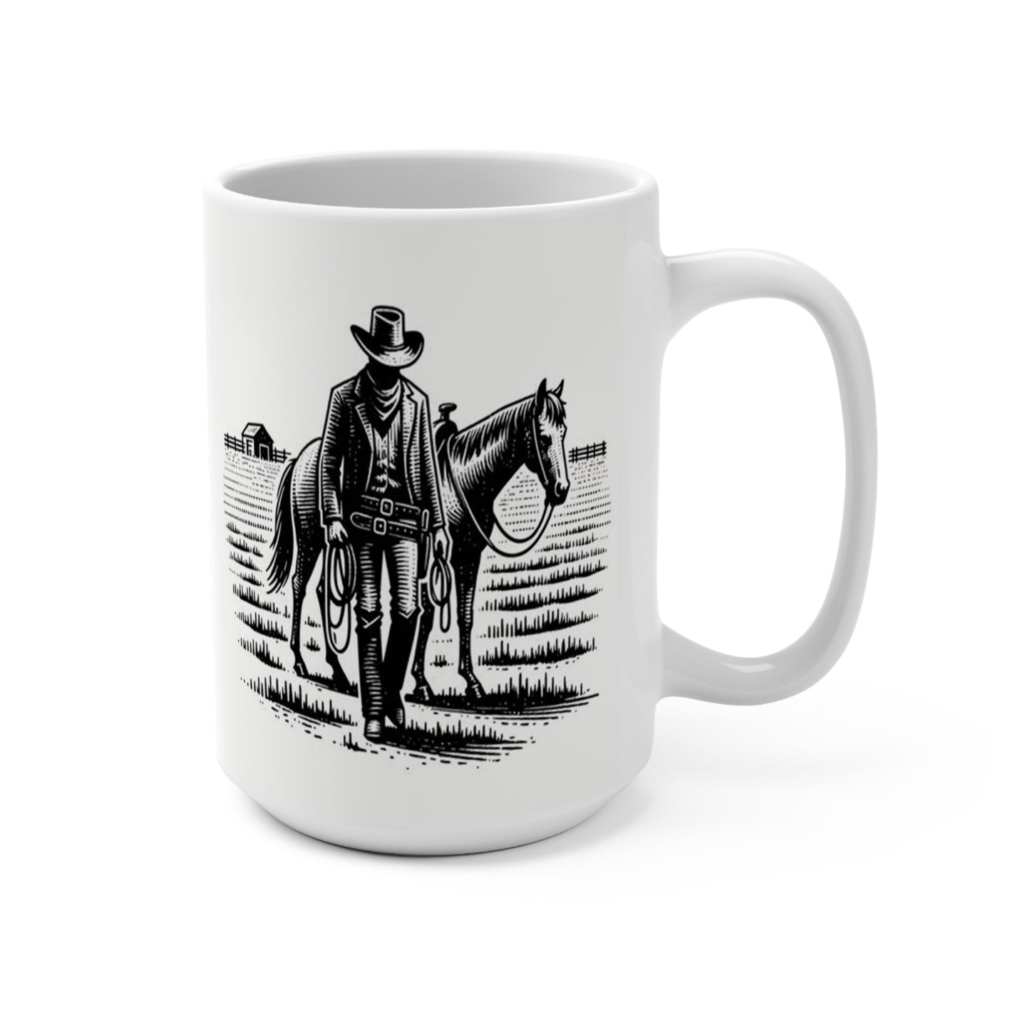 Western Mug Cowboy Horse Ranch Silhouette Coffee Cup 15 oz Ceramic