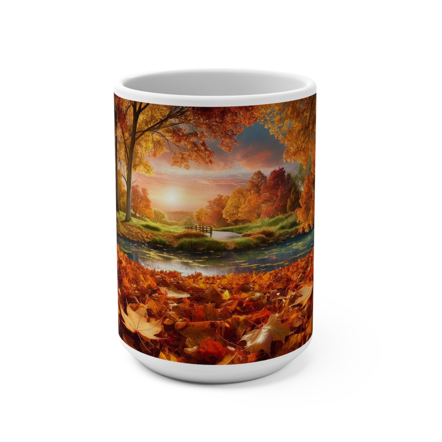 Fall Autumn Season Thanksgiving Coffee Mug 15oz, Harvest Ceramic Tea Cup, Festive Drinkware, Holiday Hot Cocoa Mug, Rustic Fall Decor