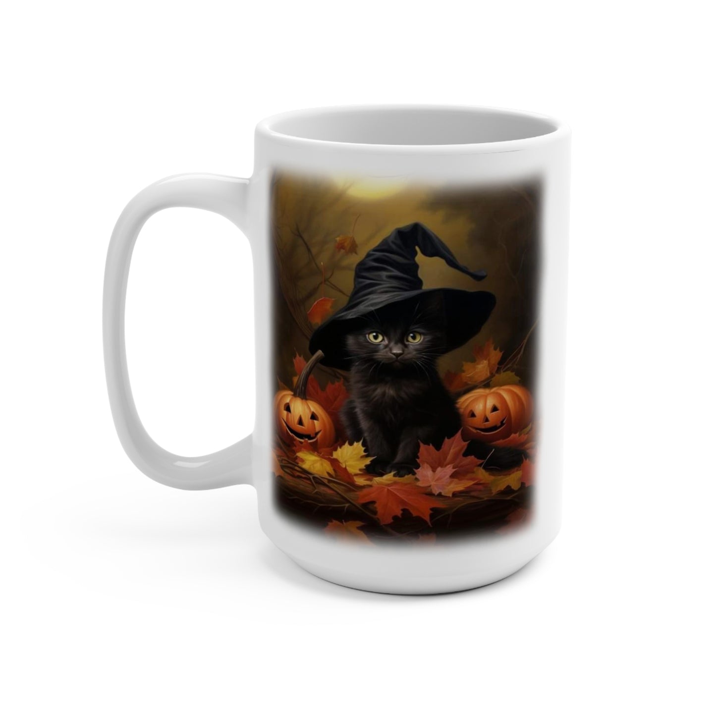 Halloween Mug 15oz Black Cat Pumpkin Coffee Mug