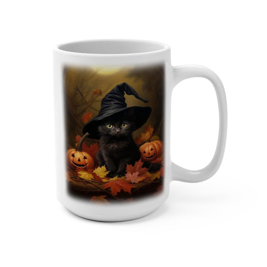 Halloween Mug 15oz Black Cat Pumpkin Coffee Mug