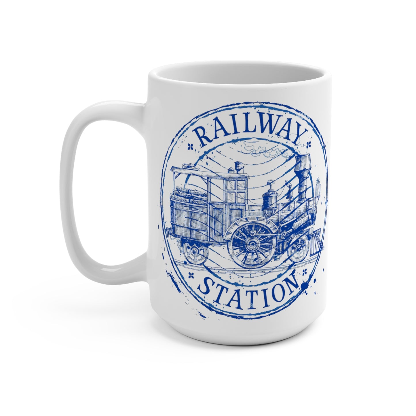 Old RailWay Station Steam Engine  Coffee Mug 15oz