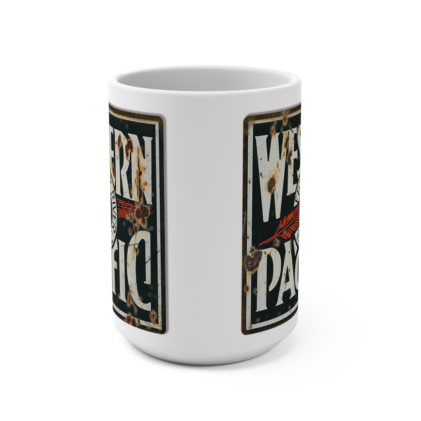 Western Pacific Railroad Trains Coffee Cup Mugs 15 OZ