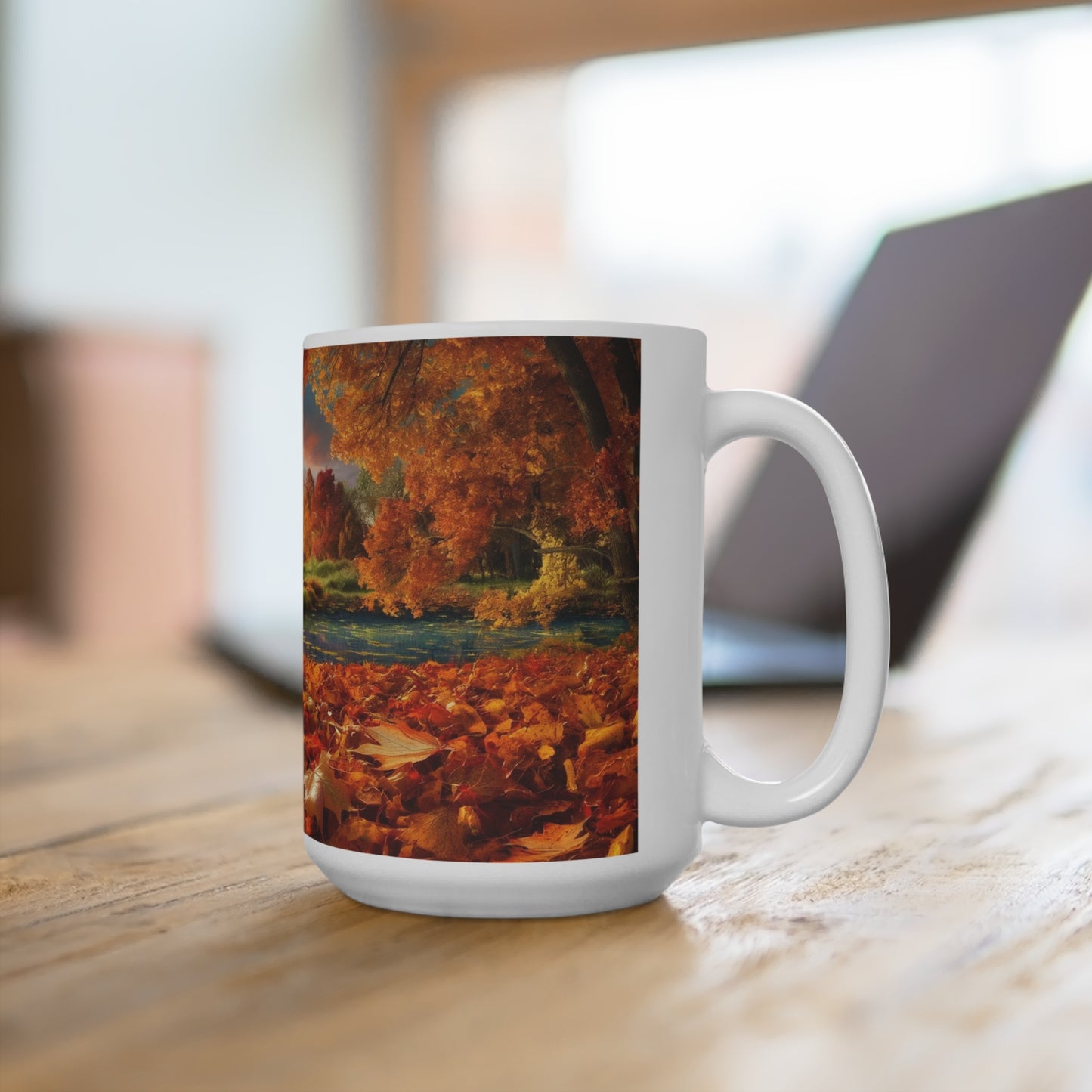 Fall Autumn Season Thanksgiving Coffee Mug 15oz, Harvest Ceramic Tea Cup, Festive Drinkware, Holiday Hot Cocoa Mug, Rustic Fall Decor